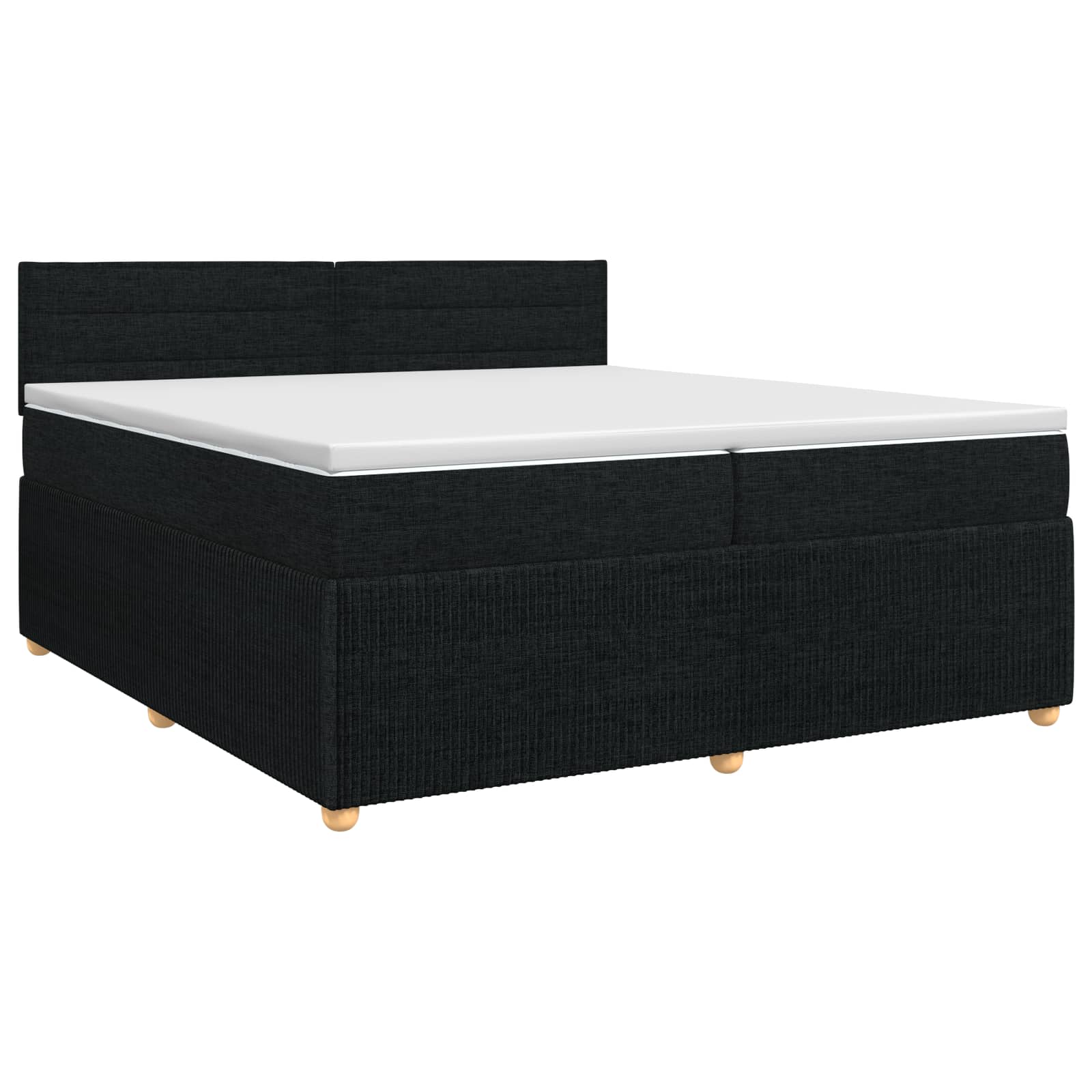 Boxspringbed met matras met hoofdeinde Zwart 200 x 200 cm Stof – afbeelding 2