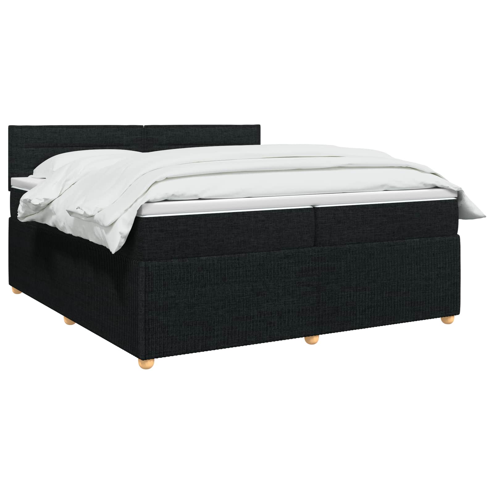 Boxspringbed met matras met hoofdeinde Zwart 200 x 200 cm Stof – afbeelding 3