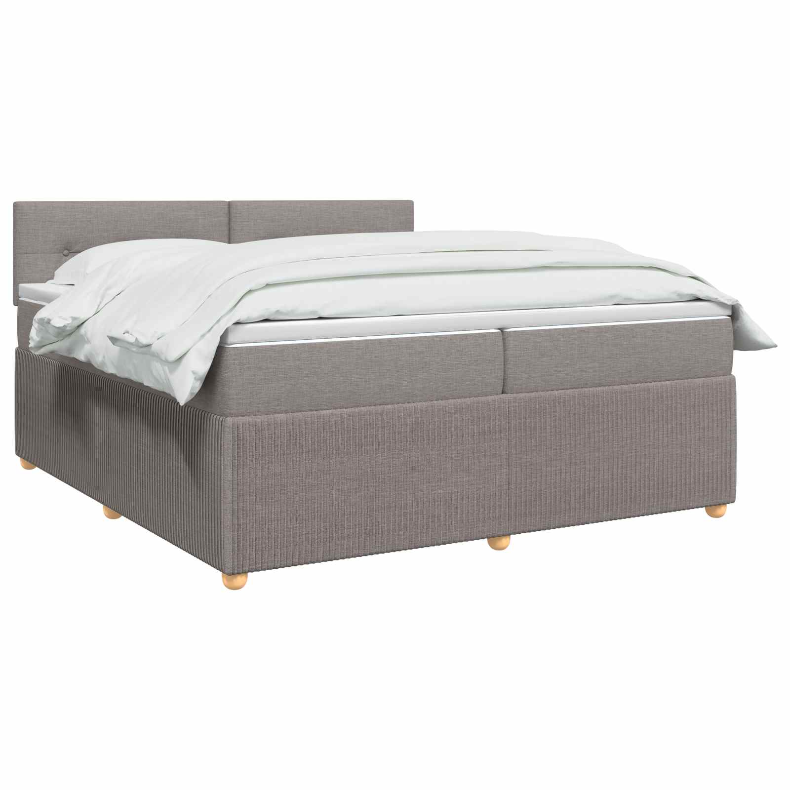 Boxspringbed met matras met hoofdeinde Taupe 200 x 200 cm Stof – afbeelding 3