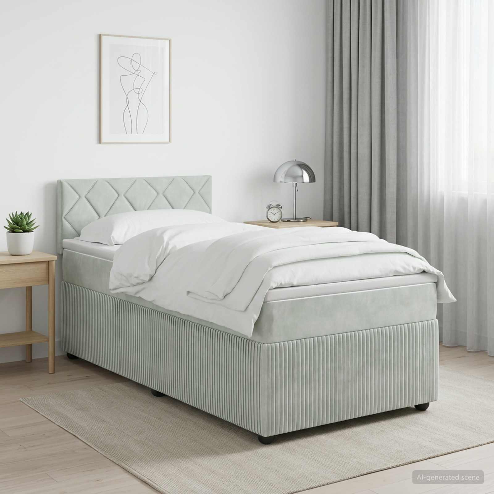Boxspringbed met matras Lichtgrijs 80 x 200 cm Fluweel – afbeelding 1
