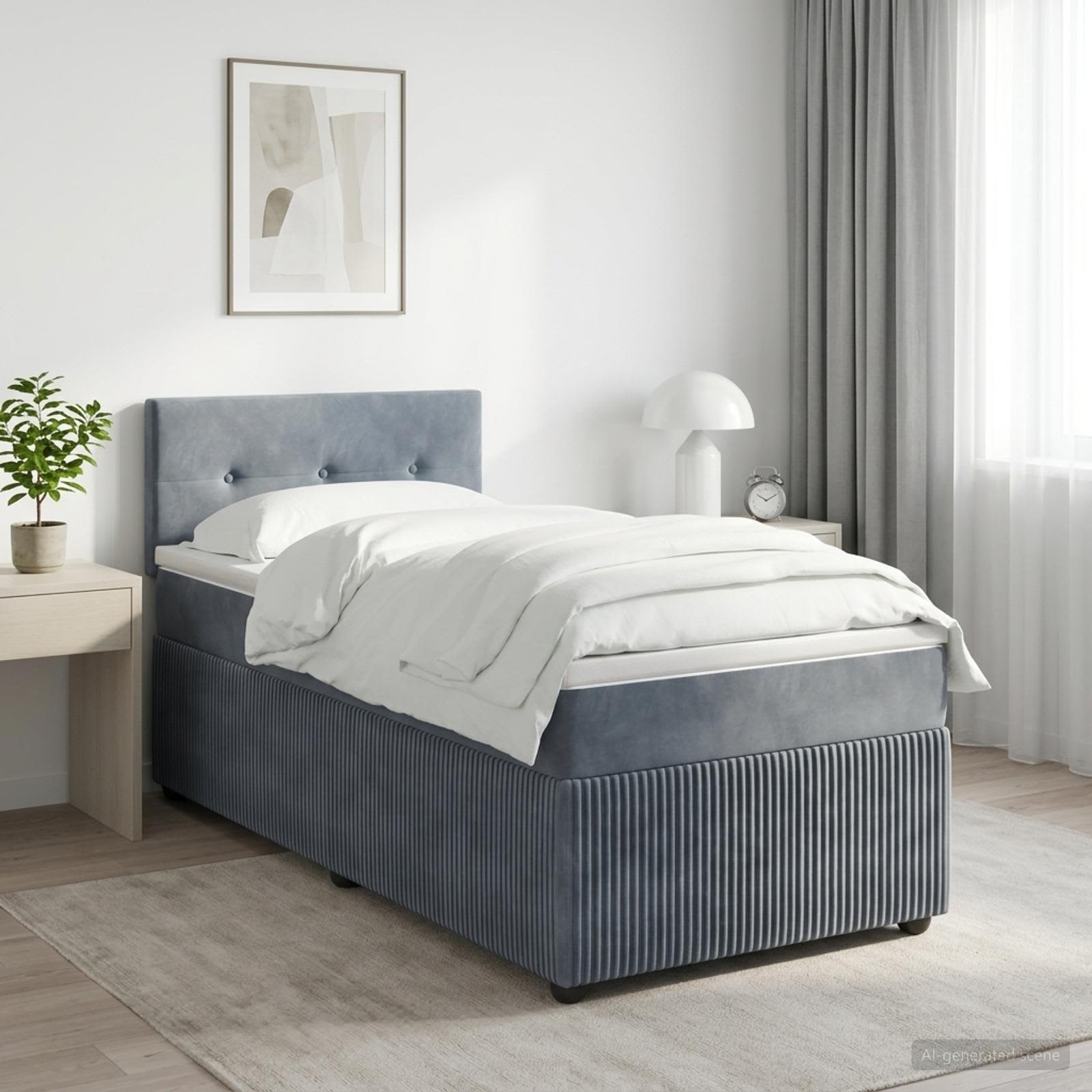 Boxspringbed met matras Donkergrijs 90 x 190 cm Fluweel – afbeelding 1