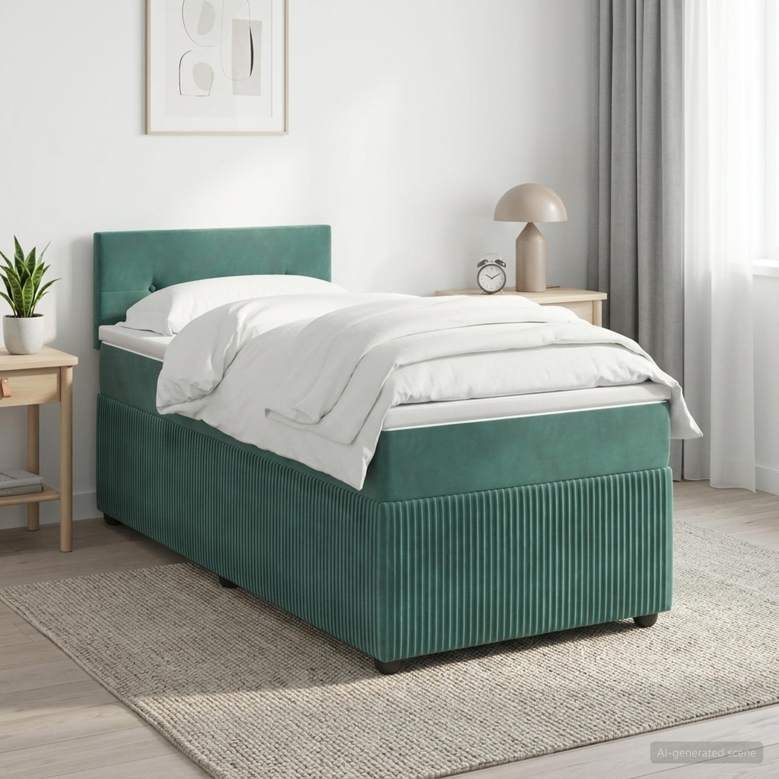 Boxspringbed met matras Donkergroen 90 x 190 cm Fluweel – afbeelding 1
