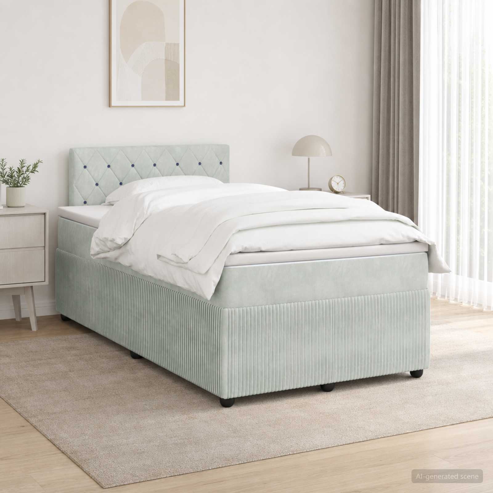 Boxspringbed met matras Lichtgrijs 120 x 190 cm Fluweel – afbeelding 1
