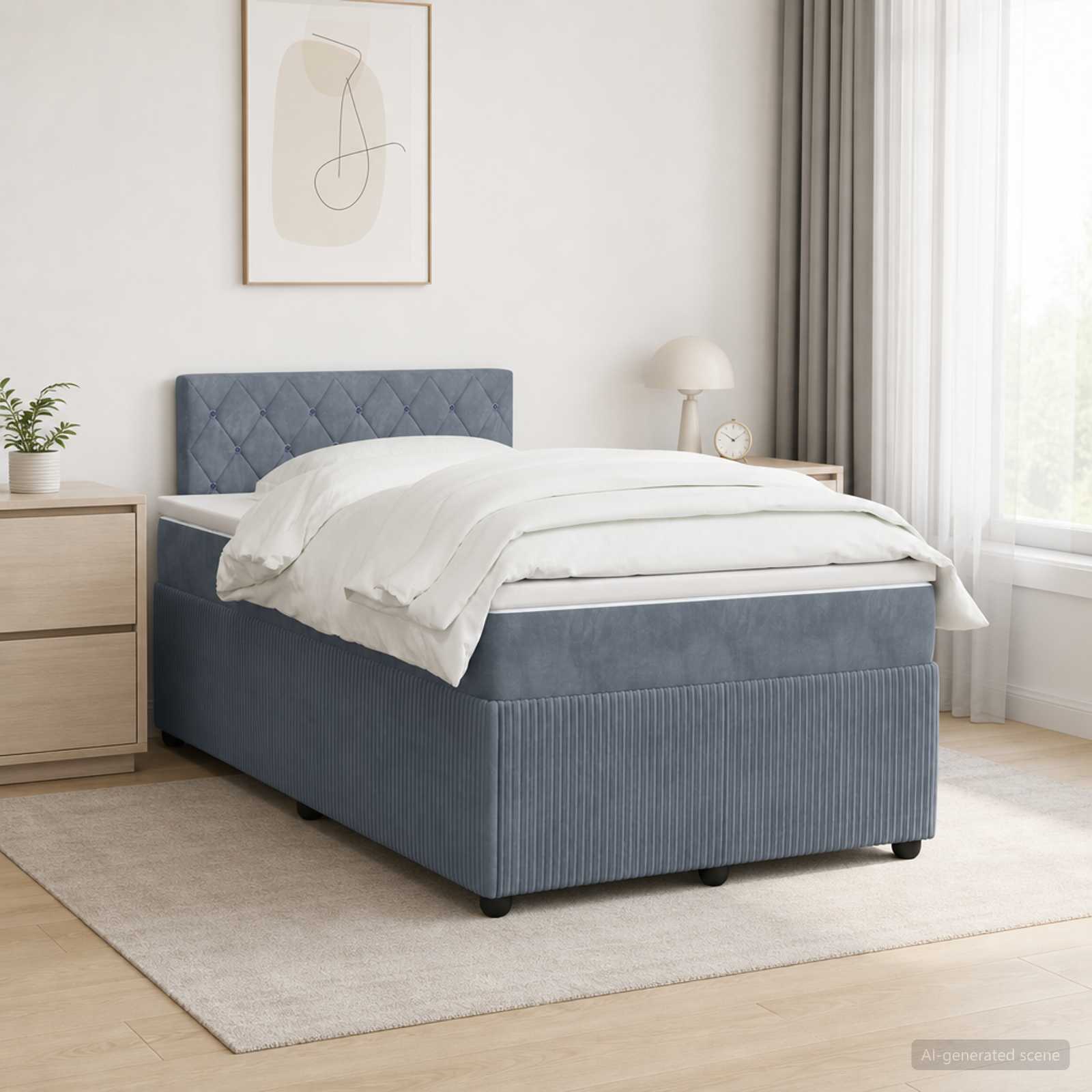 Boxspringbed met matras Donkergrijs 120 x 190 cm Fluweel – afbeelding 1