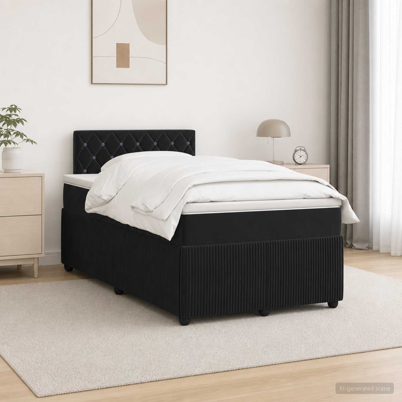 Boxspringbed met matras Zwart 120 x 190 cm Fluweel – afbeelding 1