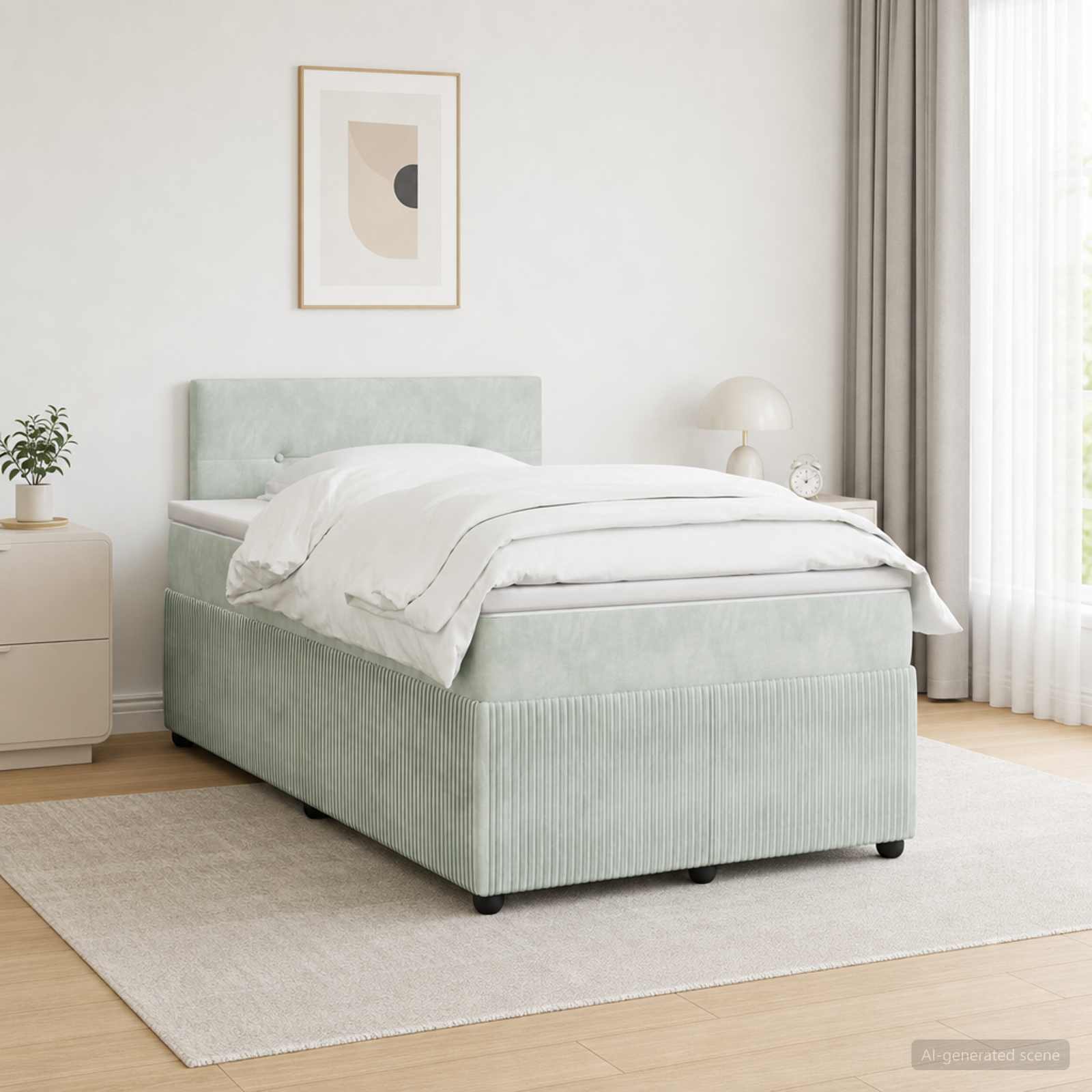 Boxspringbed met matras Lichtgrijs 120 x 190 cm Fluweel – afbeelding 1
