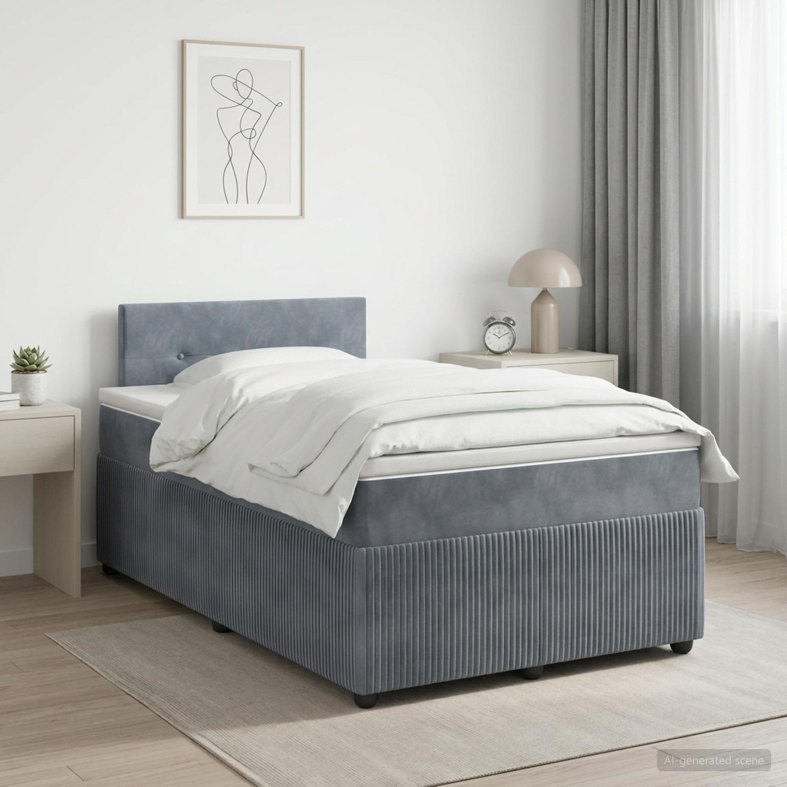 Boxspringbed met matras Donkergrijs 120 x 190 cm Fluweel – afbeelding 1