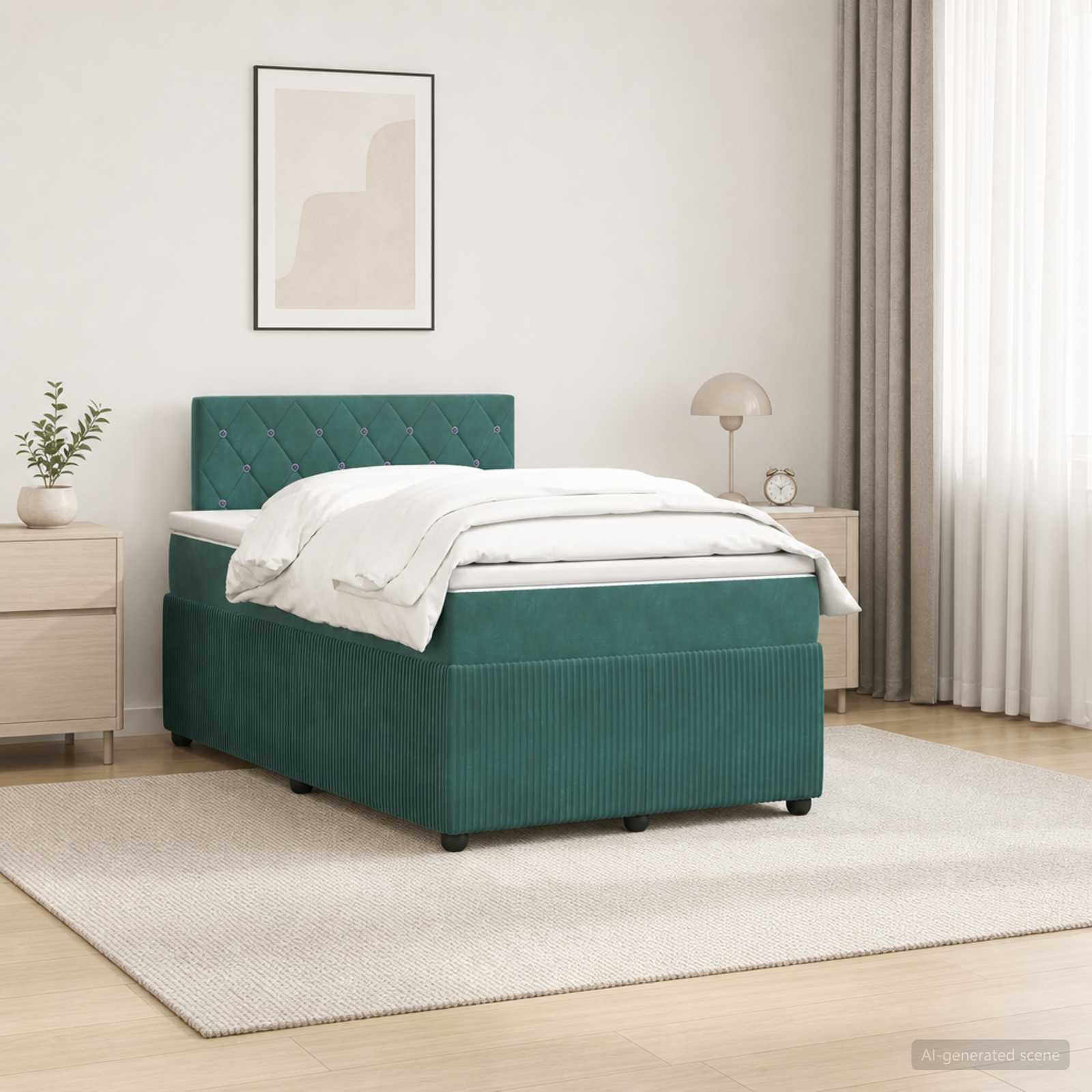 Boxspringbed met matras Donkergroen 120 x 200 cm Fluweel