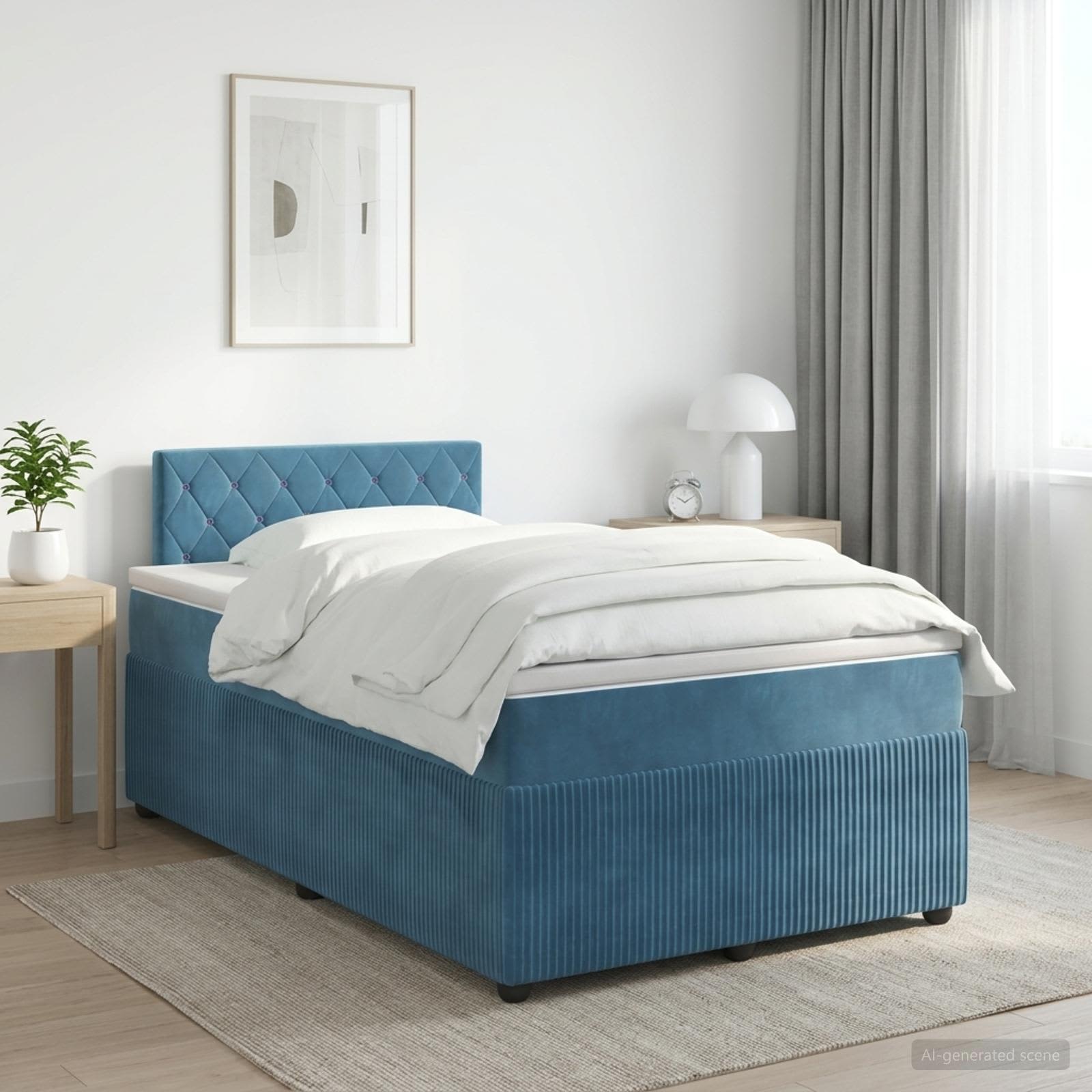 Boxspringbed met matras Donkerblauw 120 x 200 cm Fluweel