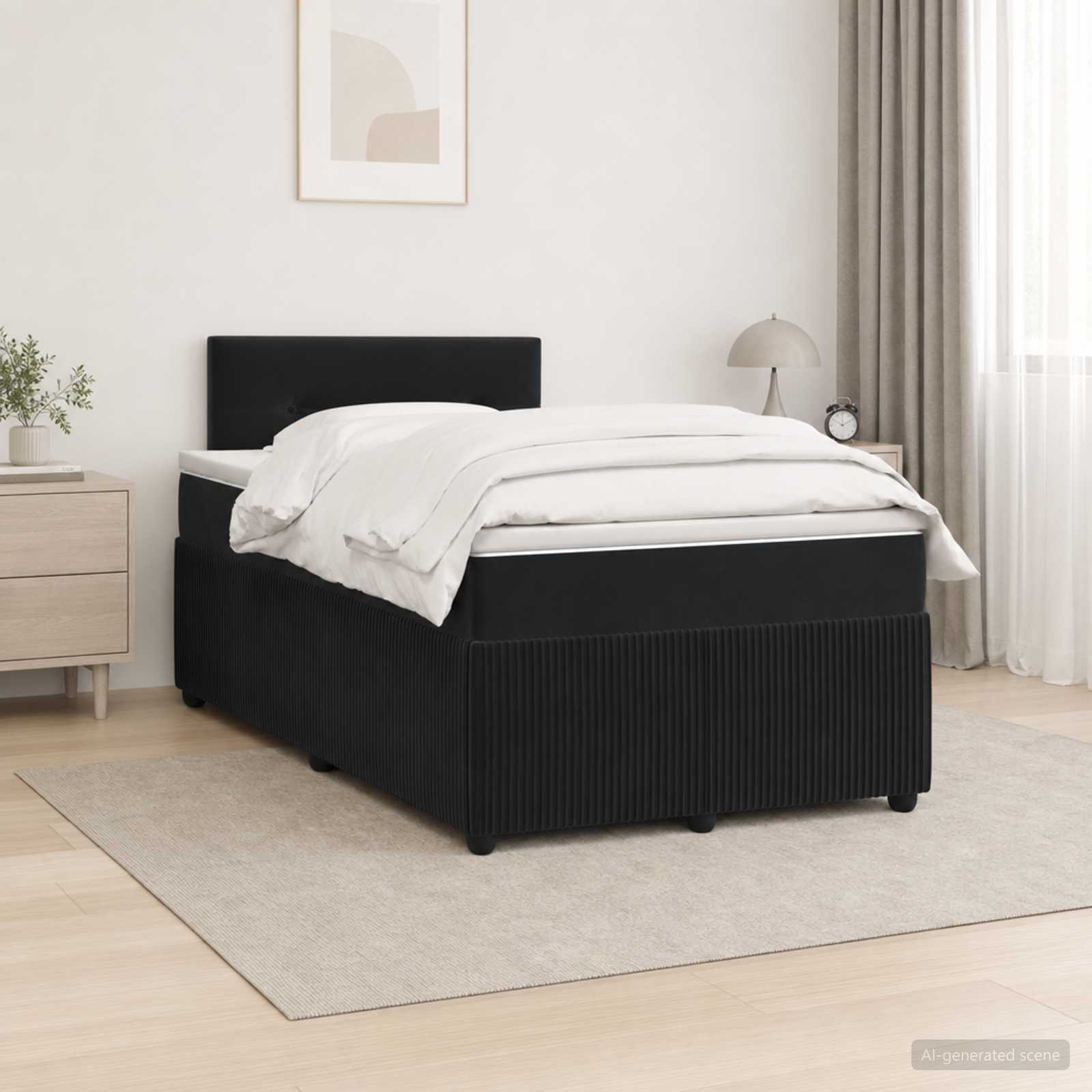 Boxspringbed met matras Zwart 120 x 200 cm Fluweel