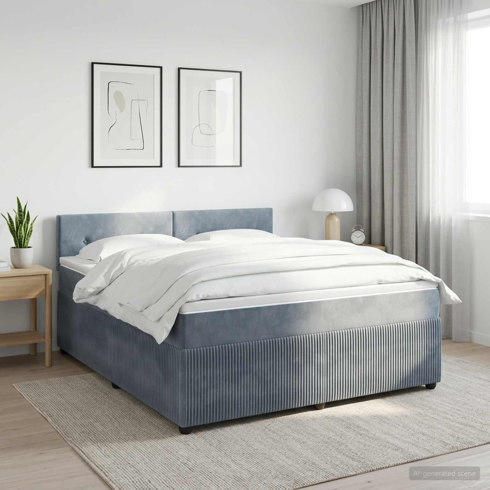 Boxspringbed met matras Donkergrijs 140 x 190 cm Fluweel – afbeelding 1