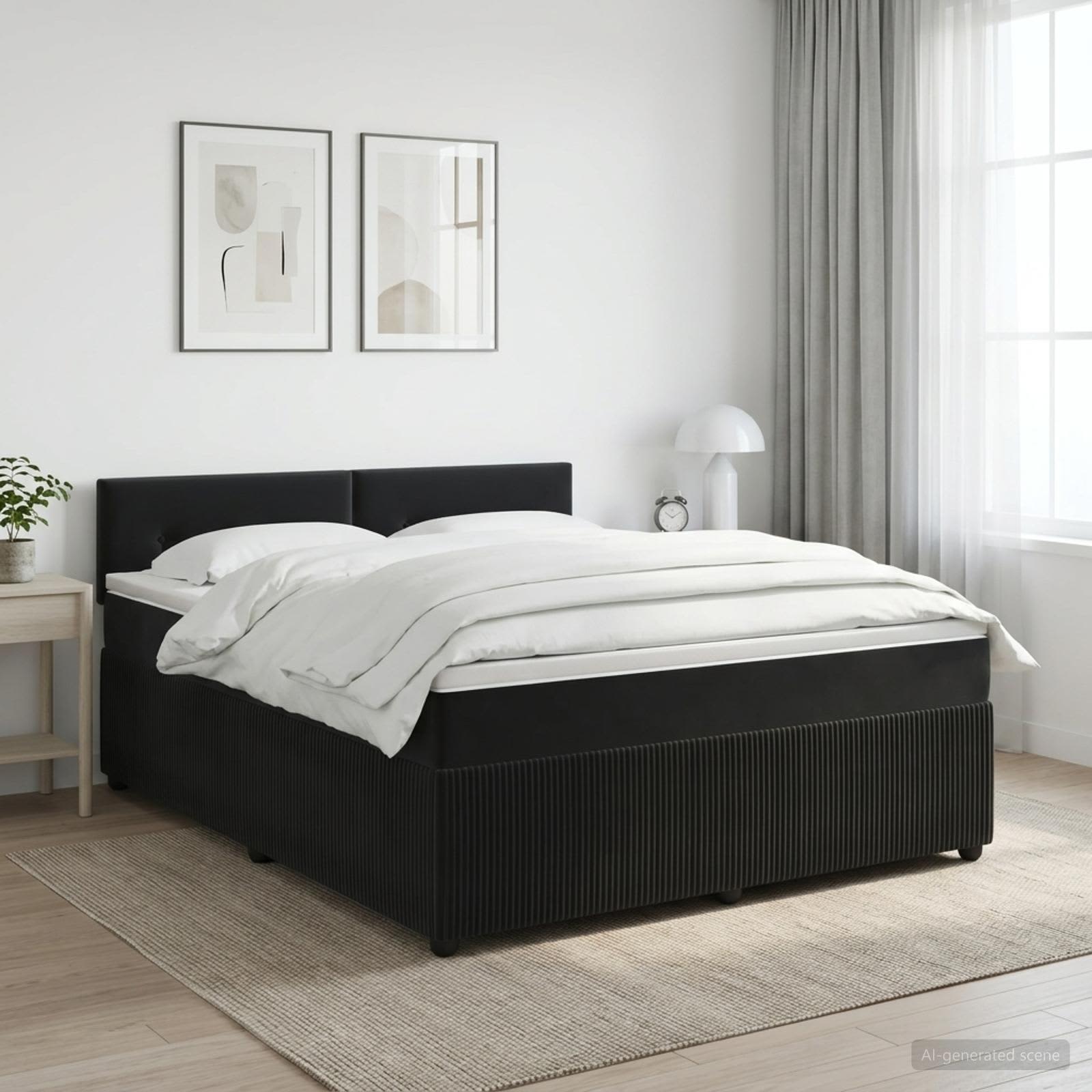 Boxspringbed met matras Zwart 140 x 190 cm Fluweel – afbeelding 1