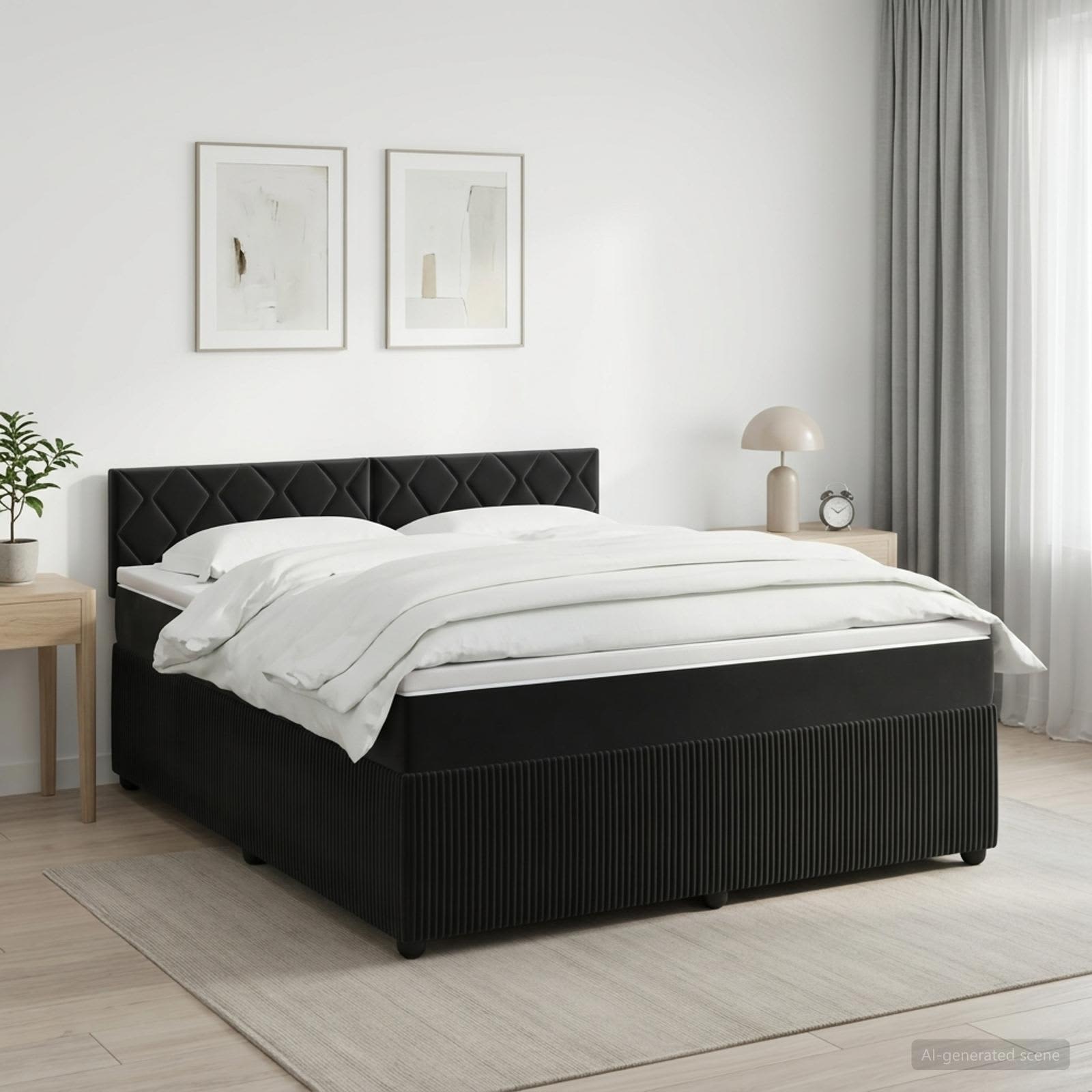 Boxspringbed met matras Zwart 140 x 200 cm Fluweel – afbeelding 1