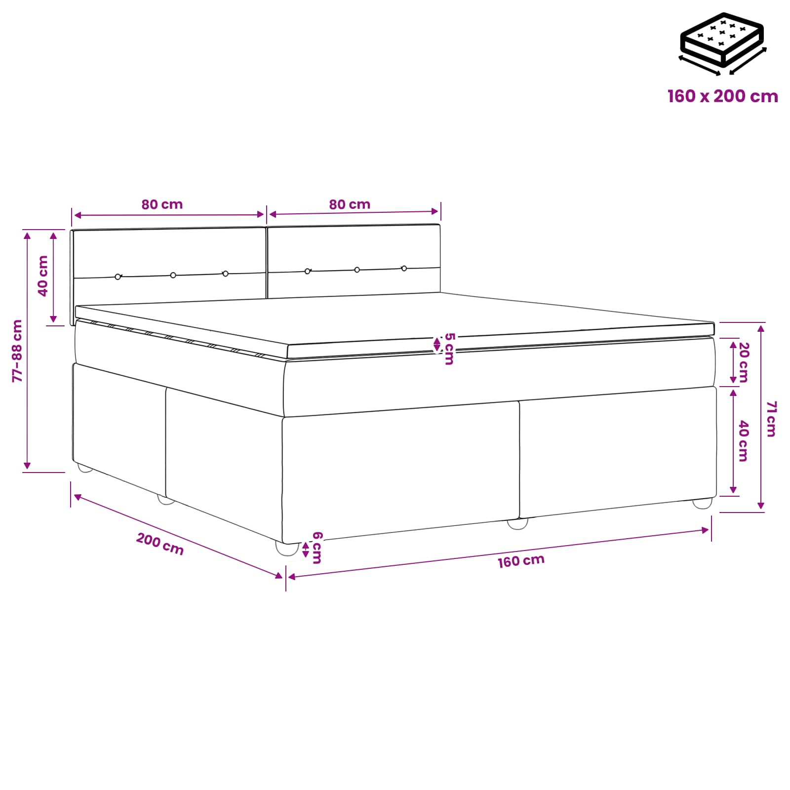 Boxspringbed met matras Donkergroen 160 x 200 cm Fluweel – afbeelding 11