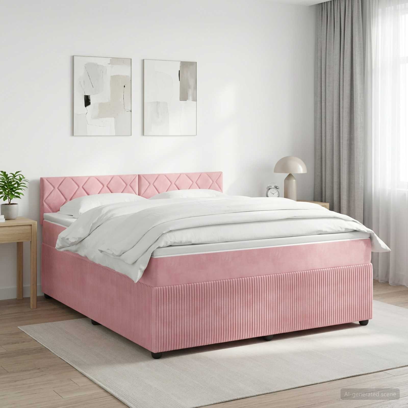 Boxspringbed met matras Roze 160 x 200 cm Fluweel