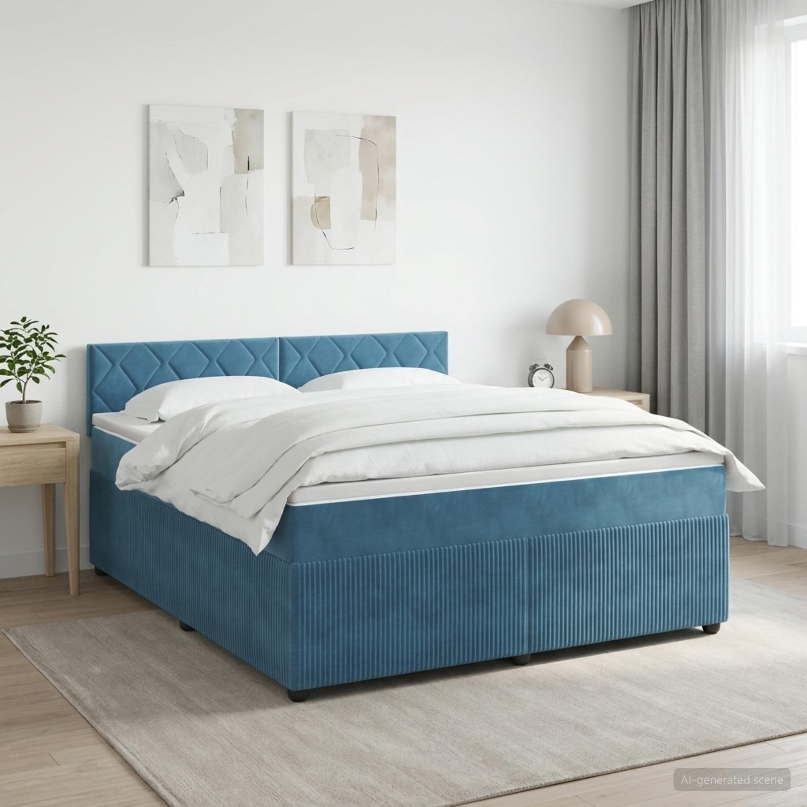 Boxspringbed met matras Donkerblauw 180 x 200 cm Fluweel