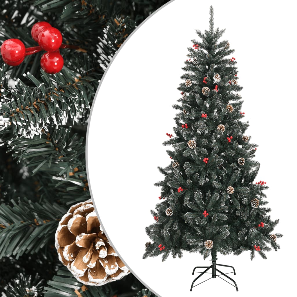 Kunstkerstboom met standaard 210 cm PVC groen – afbeelding 1