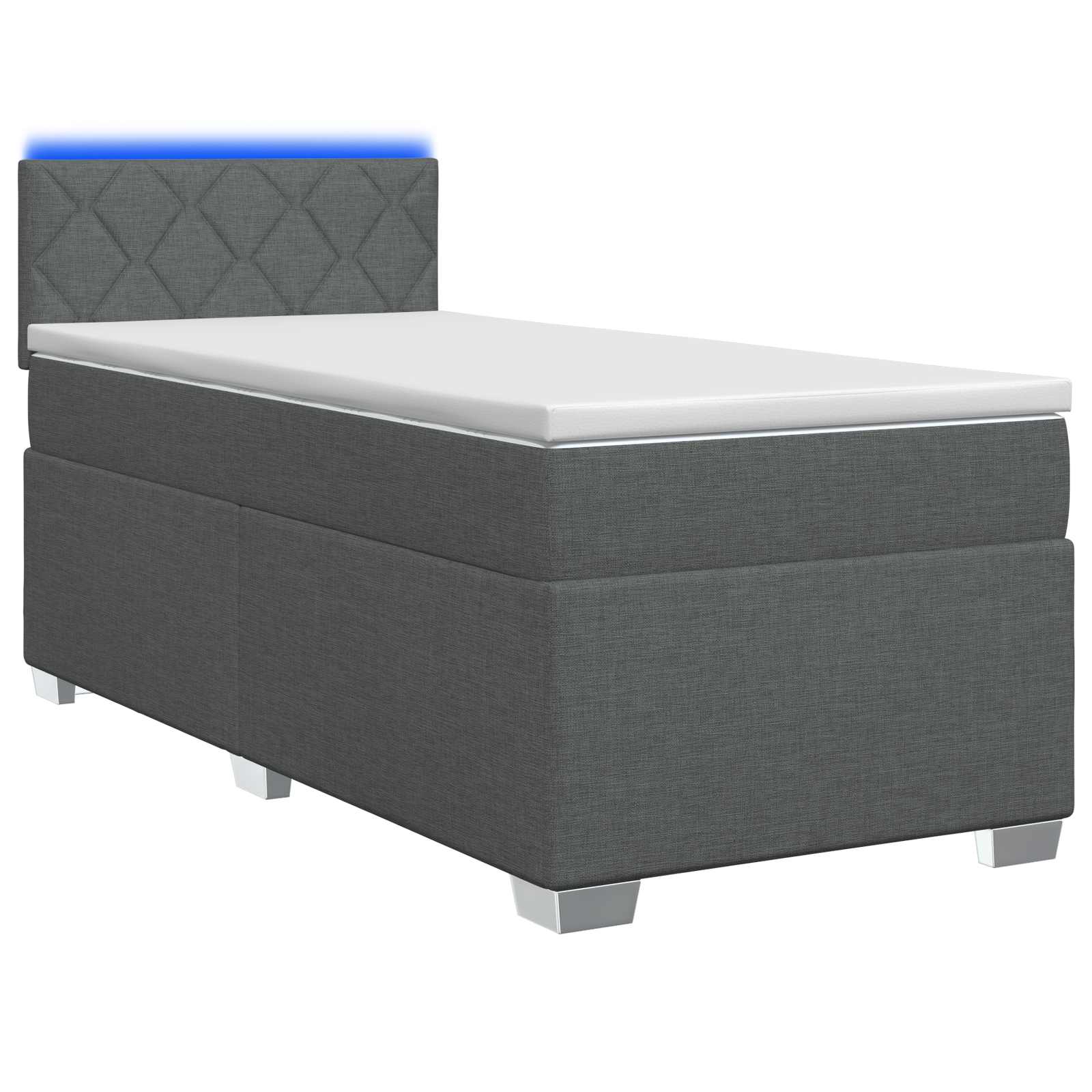 Boxspring Bed met Matras en LED Donkergrijs 80 x 200 cm Stof – afbeelding 1