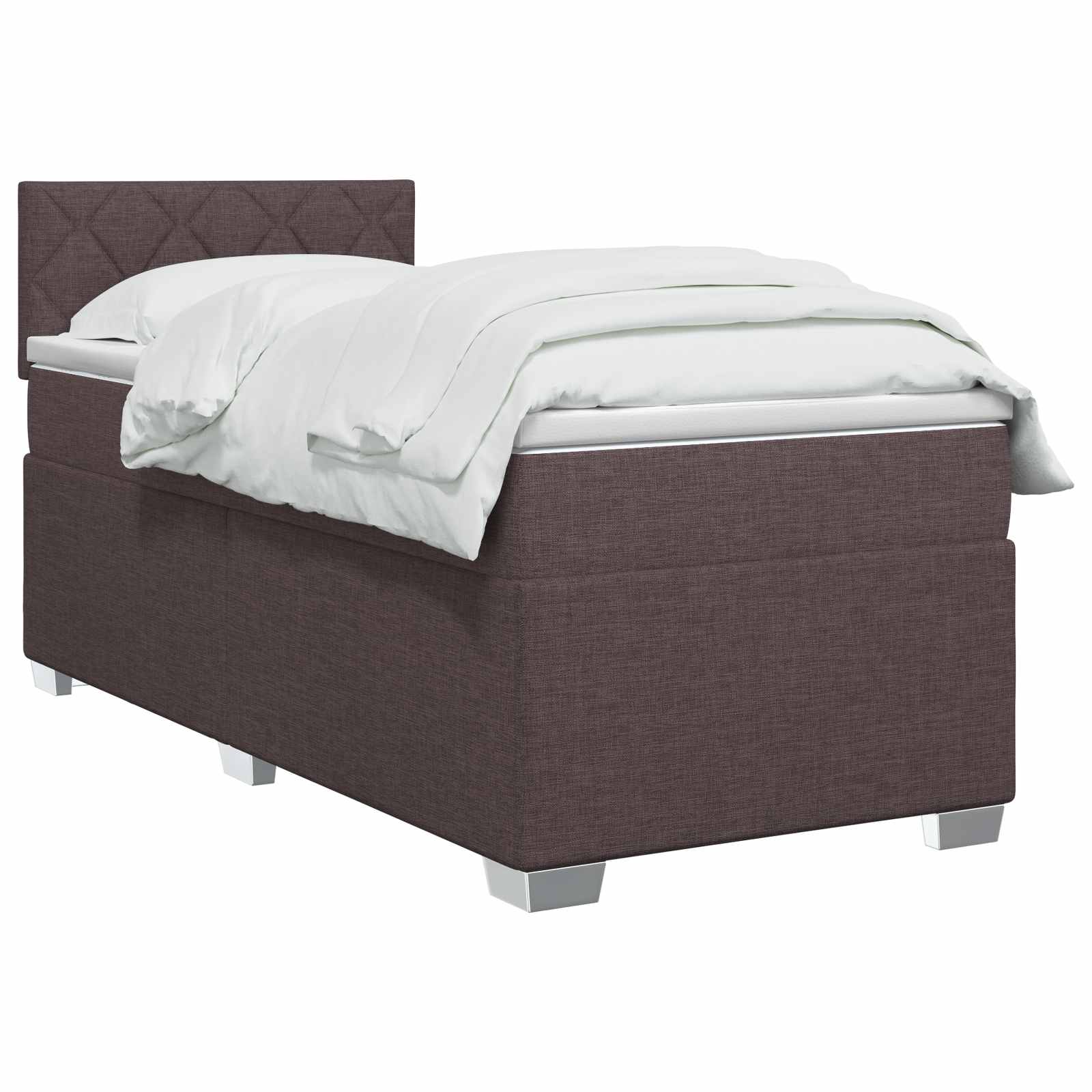 Boxspring Bed met Matras en LED Donkerbruin 80 x 200 cm Stof – afbeelding 2