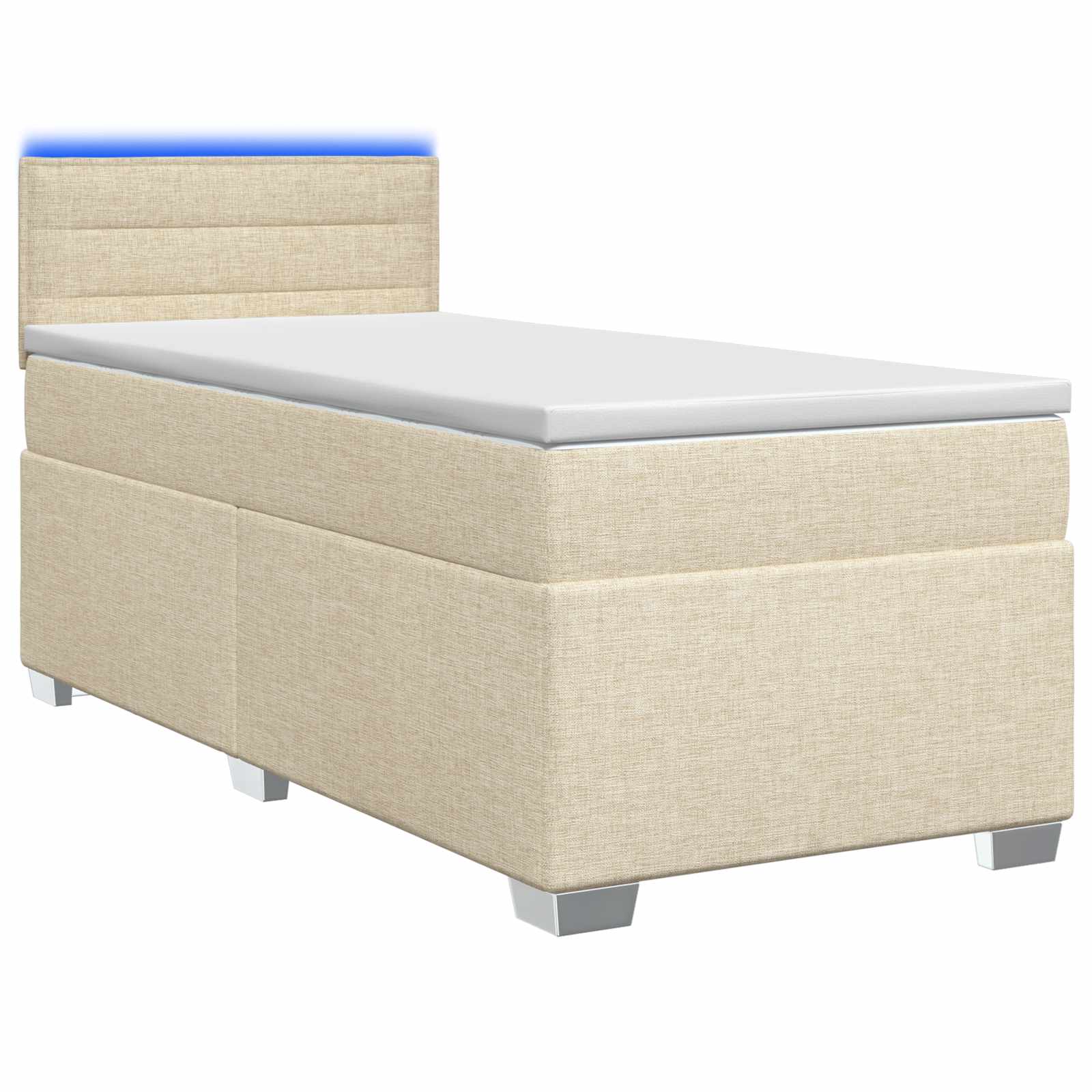 Boxspring Bed met Matras en LED Crèmekleurig 90 x 190 cm Stof