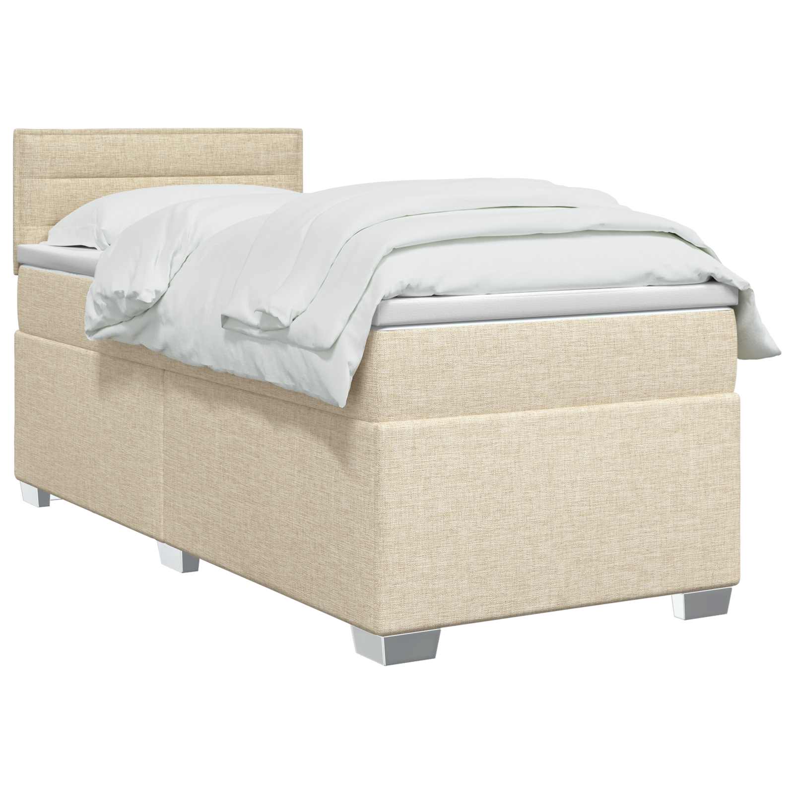 Boxspring Bed met Matras en LED Crèmekleurig 90 x 190 cm Stof – afbeelding 2