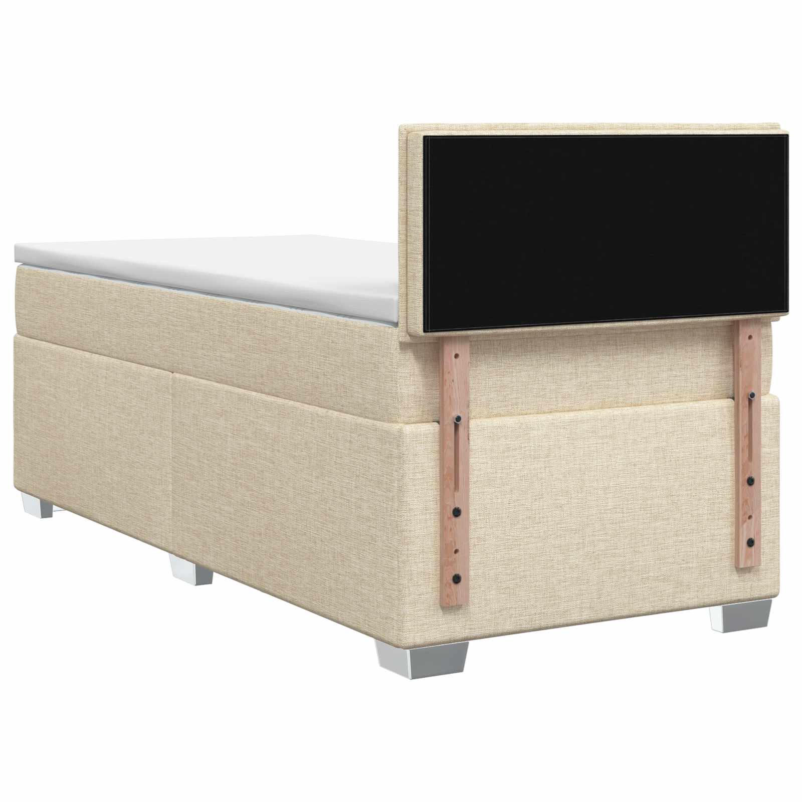 Boxspring Bed met Matras en LED Crèmekleurig 90 x 190 cm Stof – afbeelding 7