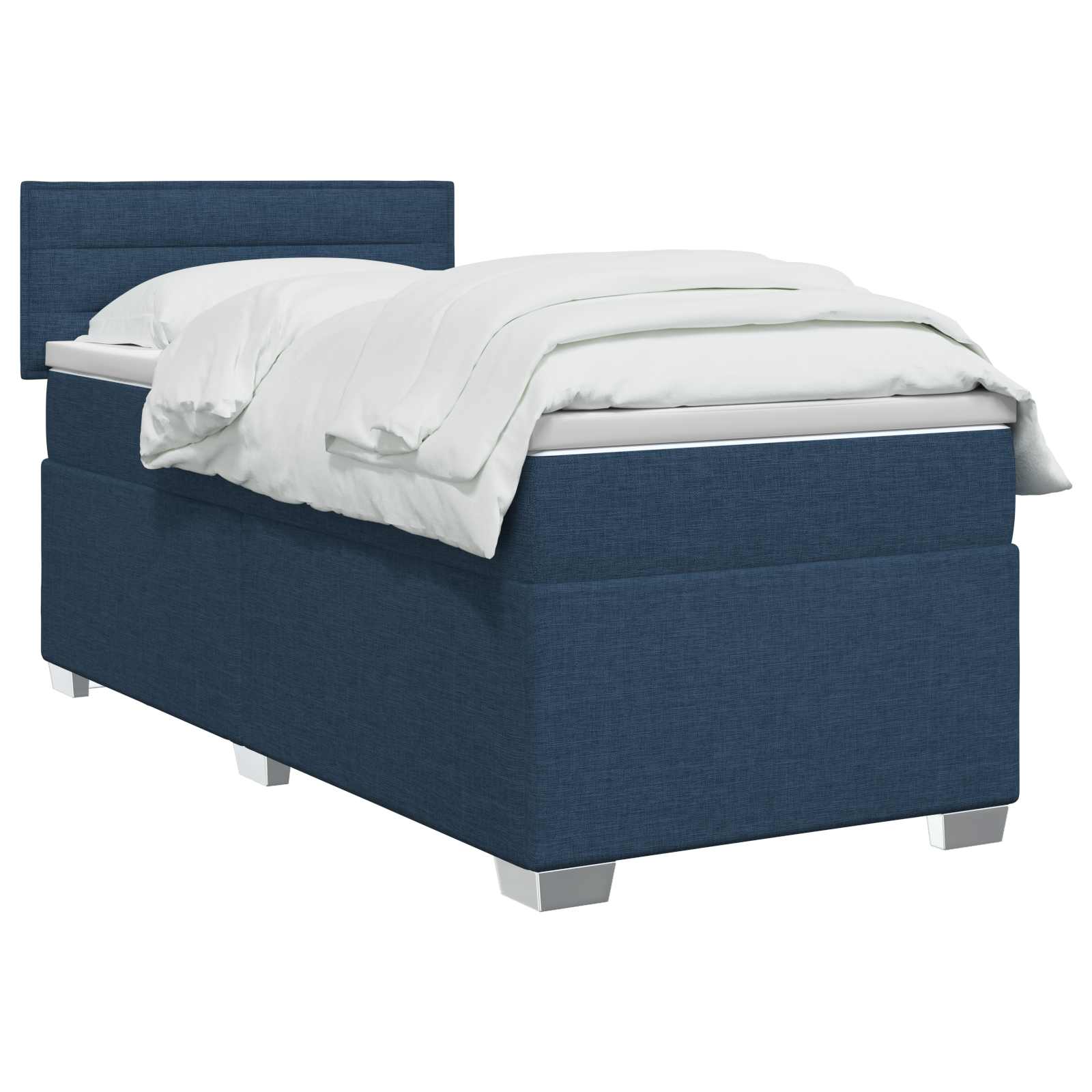 Boxspring Bed met Matras en LED Blauw 90 x 190 cm Stof – afbeelding 2