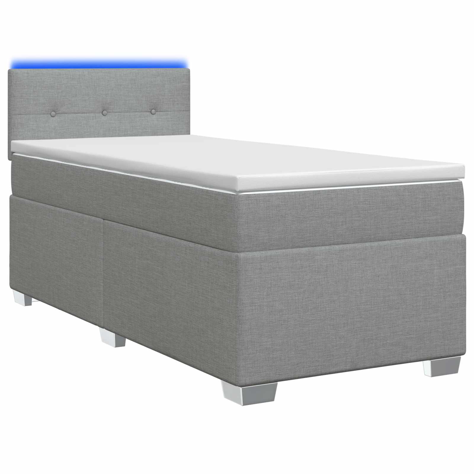 Boxspring Bed met Matras en LED Lichtgrijs 90 x 190 cm Stof