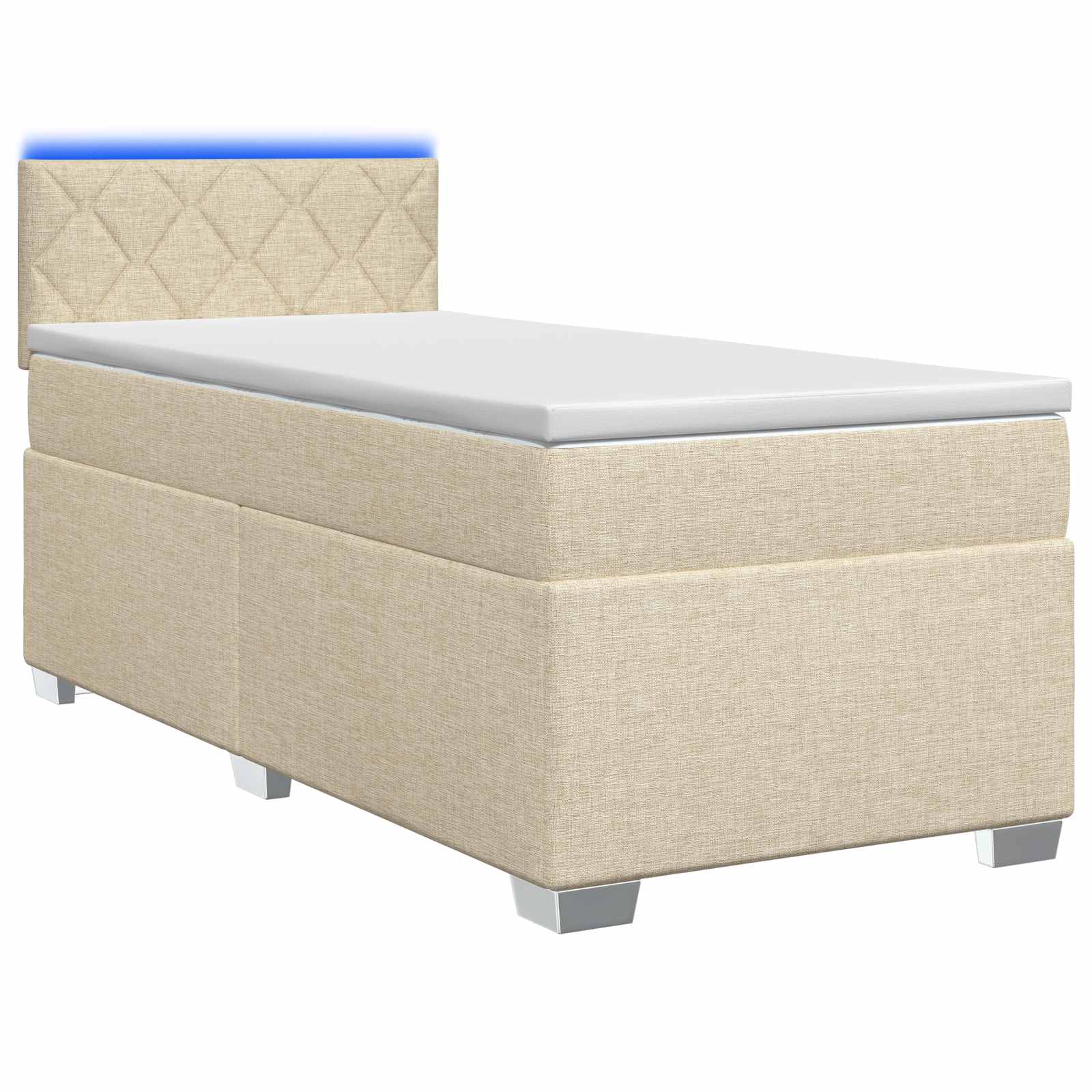 Boxspring Bed met Matras en LED Crèmekleurig 90 x 190 cm Stof