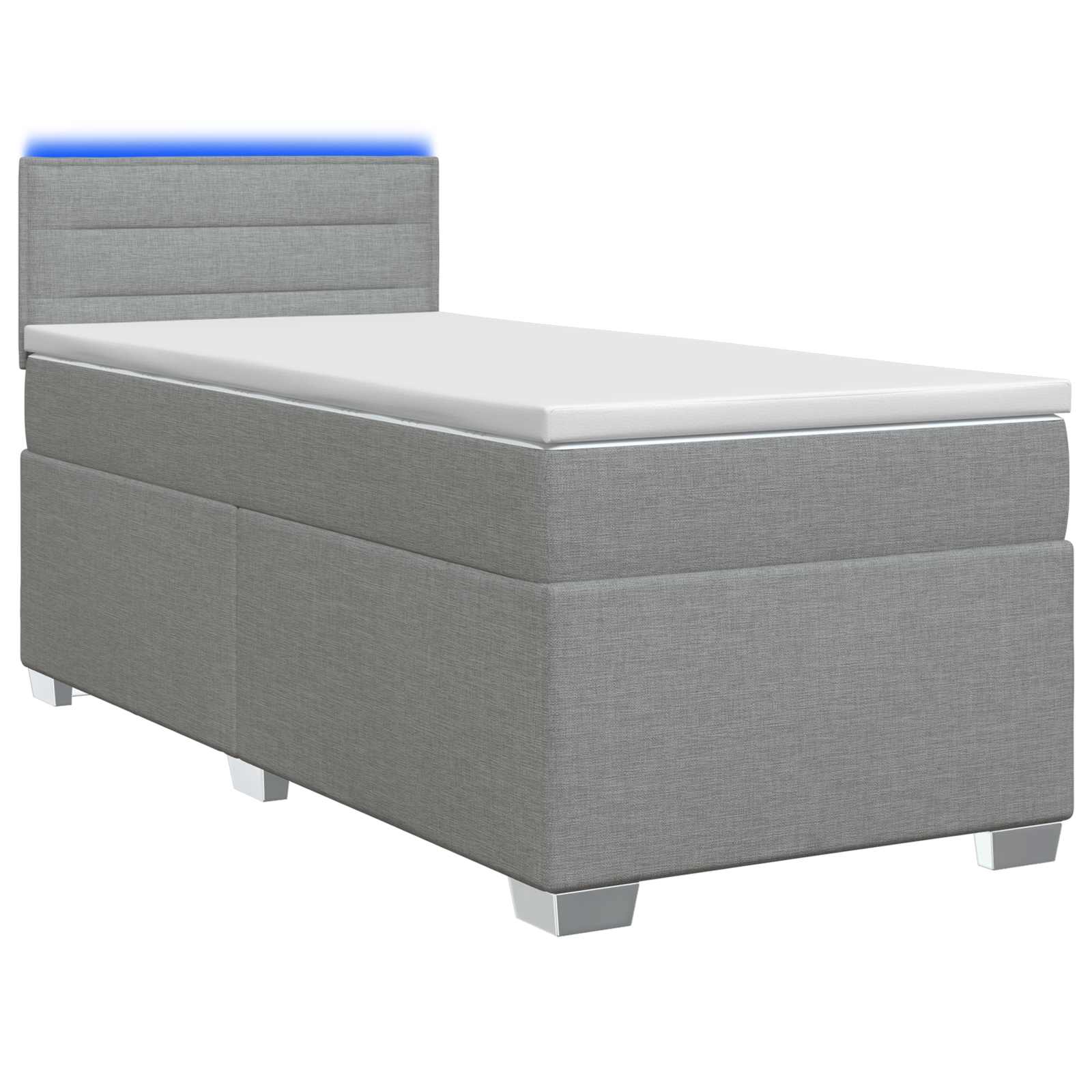 Boxspring Bed met Matras en LED Lichtgrijs 90 x 200 cm Stof – afbeelding 1