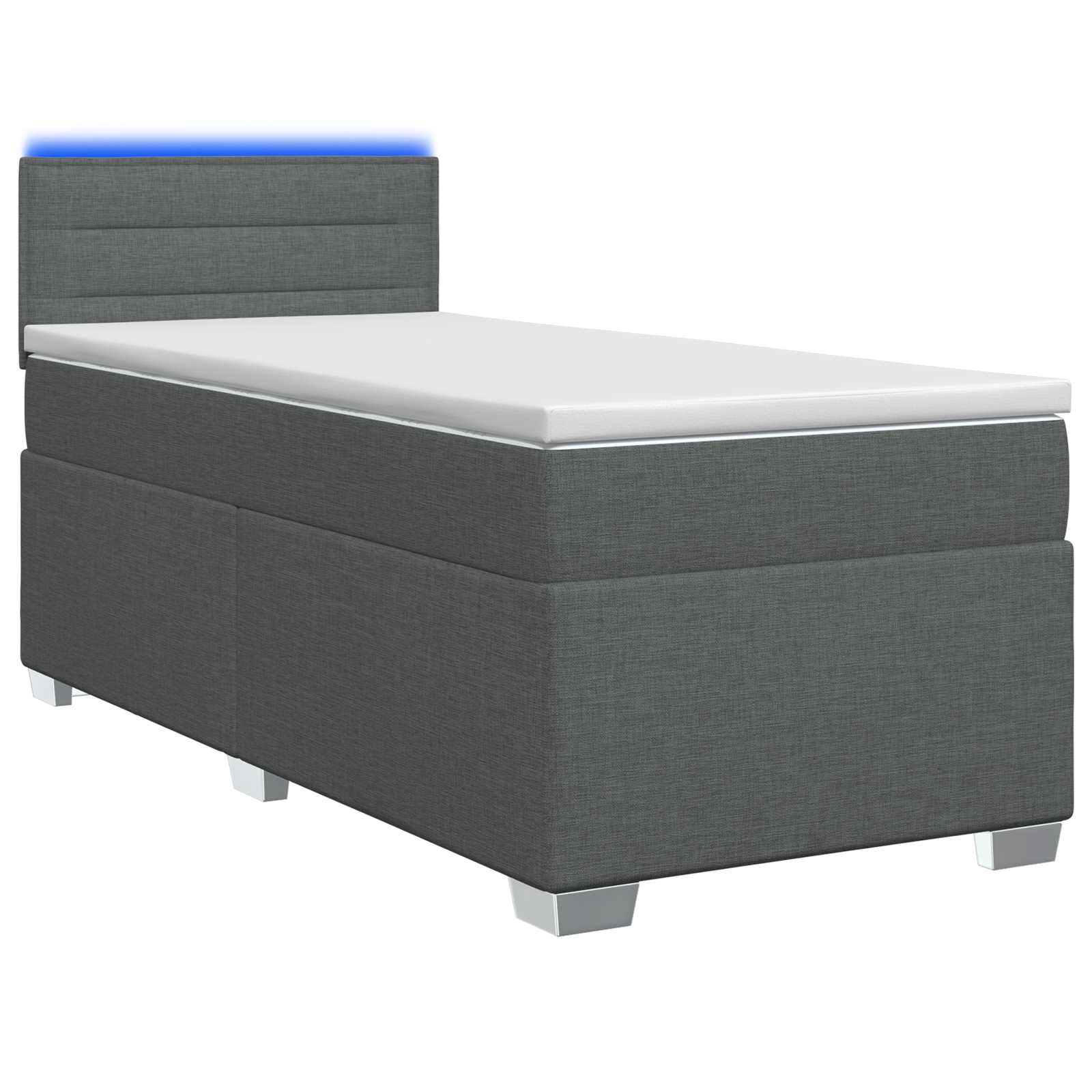Boxspring Bed met Matras en LED Donkergrijs 90 x 200 cm Stof – afbeelding 1