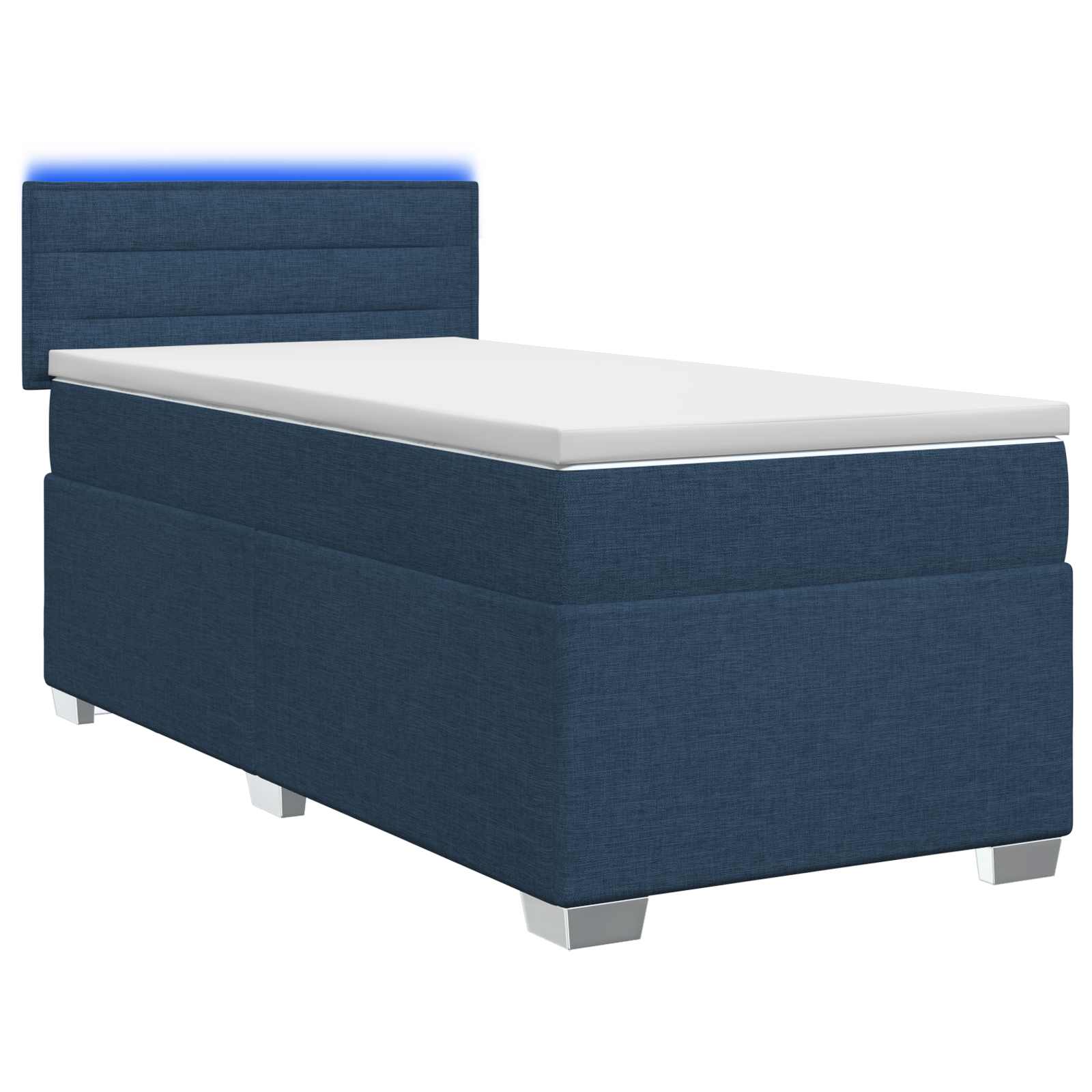 Boxspring Bed met Matras en LED Blauw 90 x 200 cm Stof