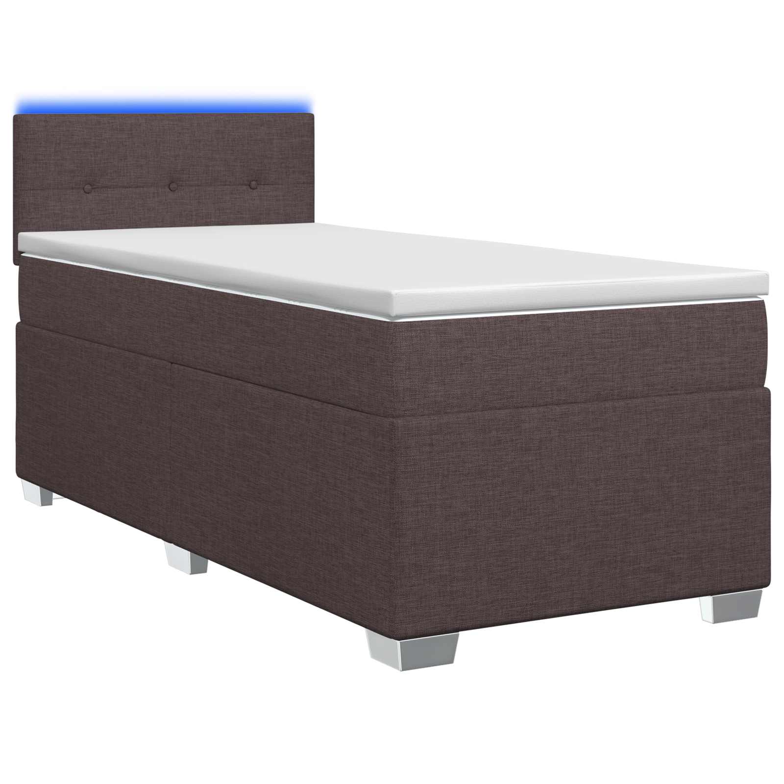 Boxspring Bed met Matras en LED Donkerbruin 90 x 200 cm Stof – afbeelding 1