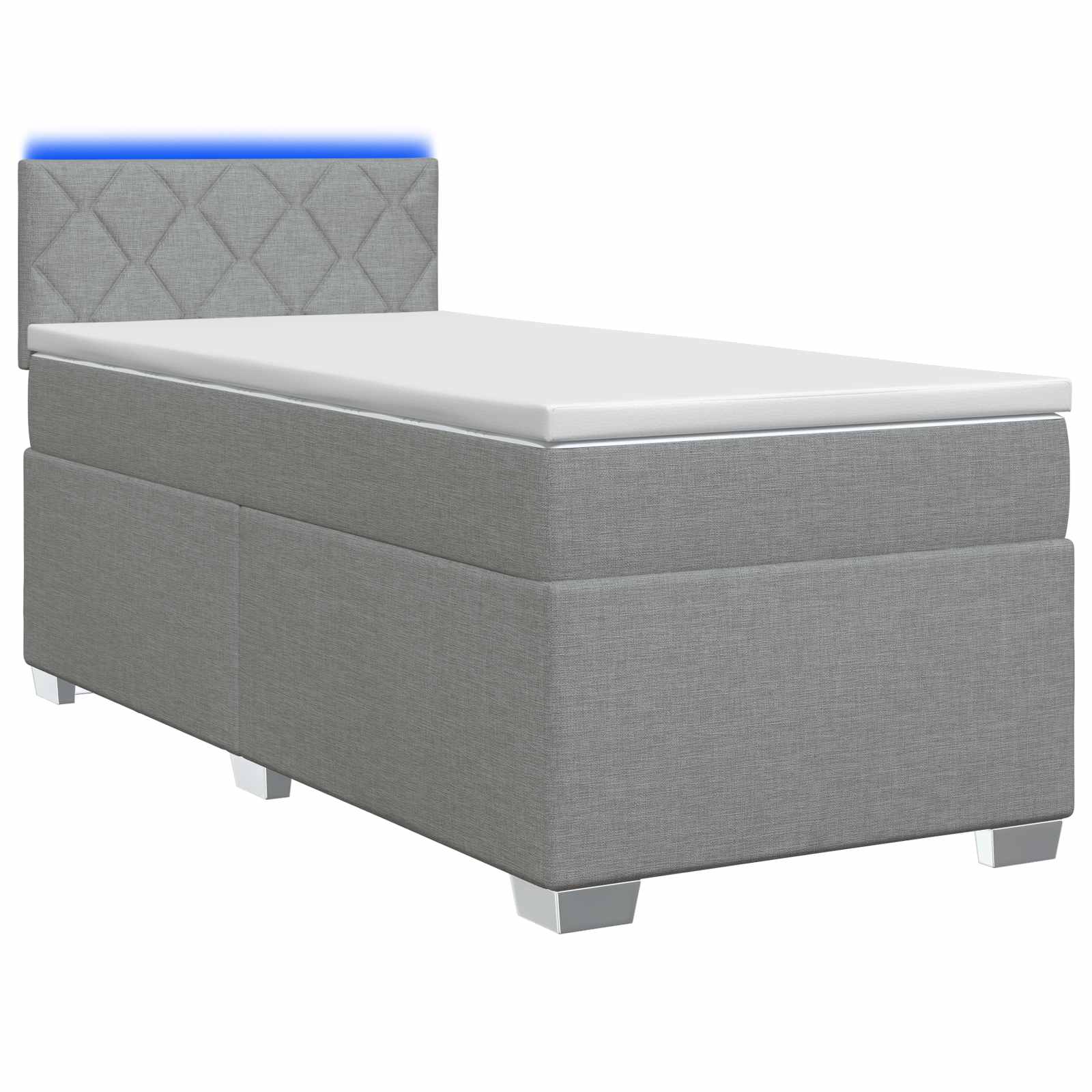 Boxspring Bed met Matras en LED Lichtgrijs 90 x 200 cm Stof – afbeelding 1