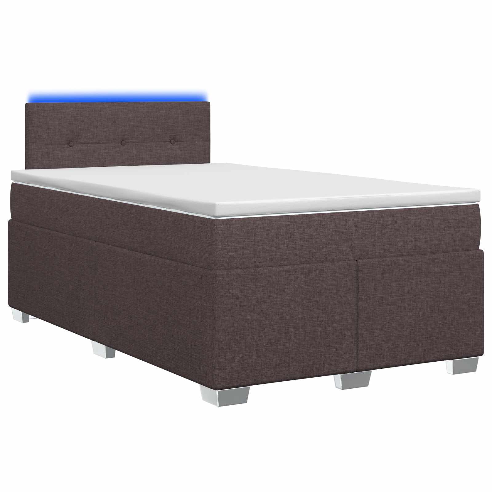 Boxspring Bed met Matras en LED Donkerbruin 120 x 190 cm Stof – afbeelding 1