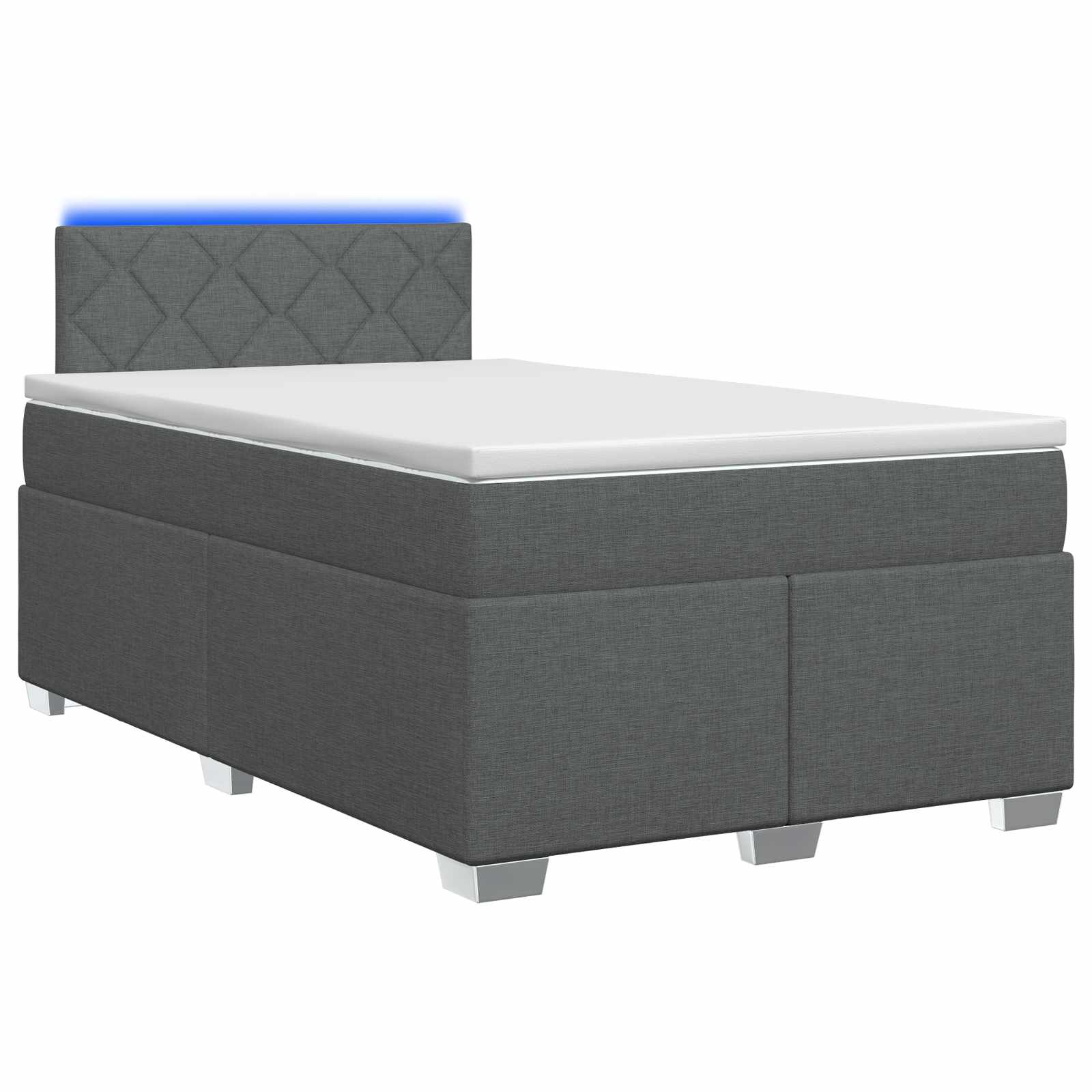 Boxspring Bed met Matras en LED Donkergrijs 120 x 190 cm Stof – afbeelding 1