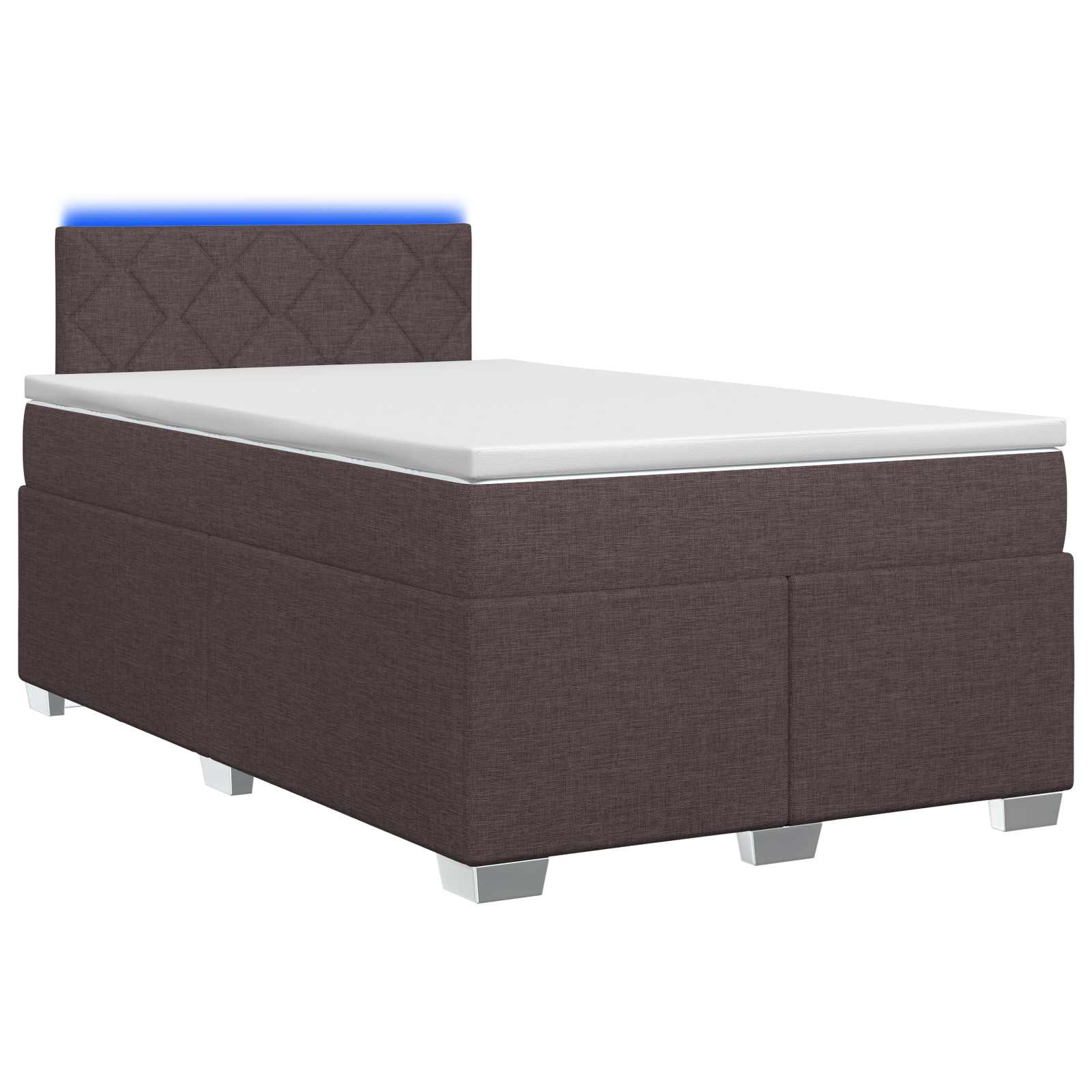 Boxspring Bed met Matras en LED Donkerbruin 120 x 190 cm Stof – afbeelding 1