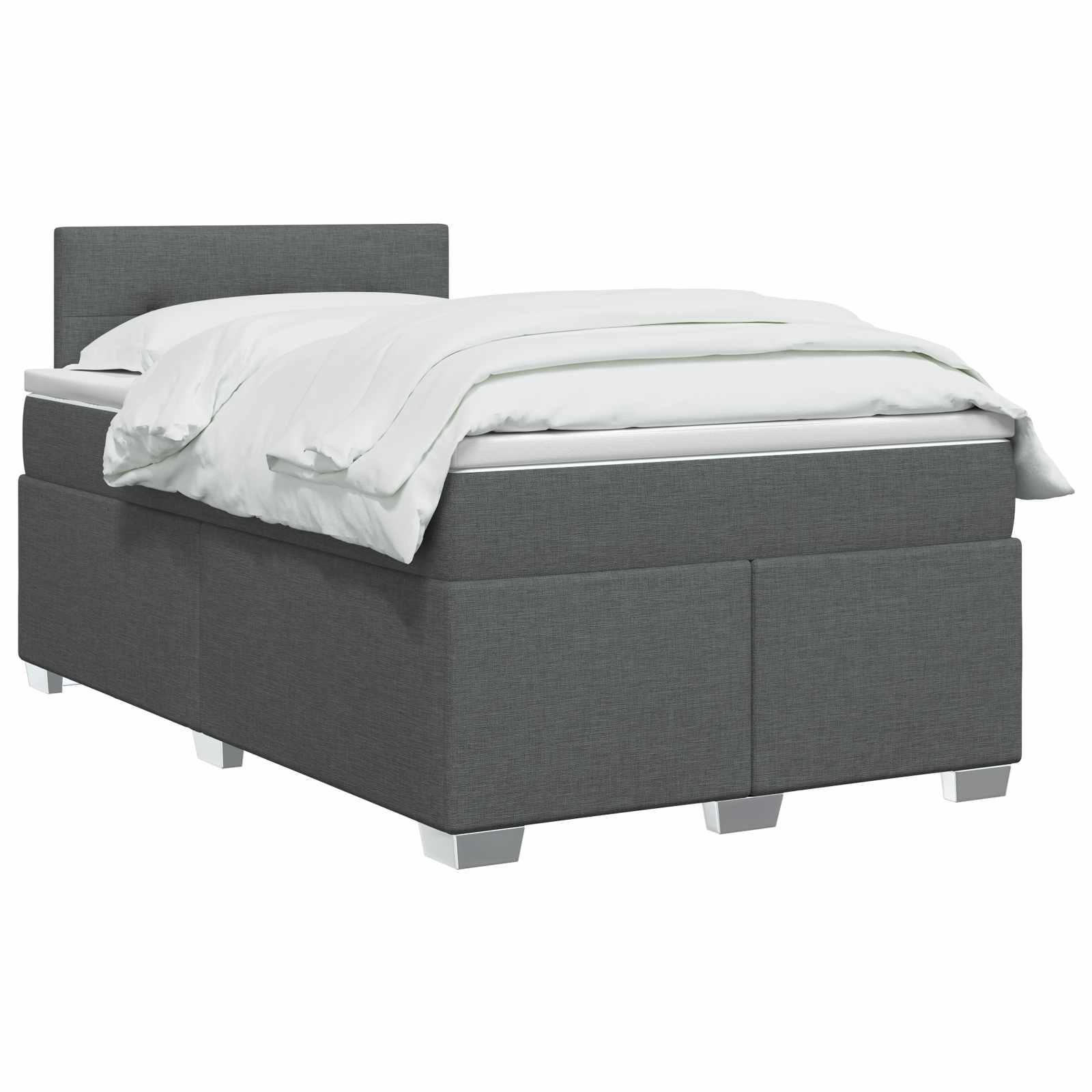 Boxspring Bed met Matras en LED Donkergrijs 120 x 200 cm Stof – afbeelding 2