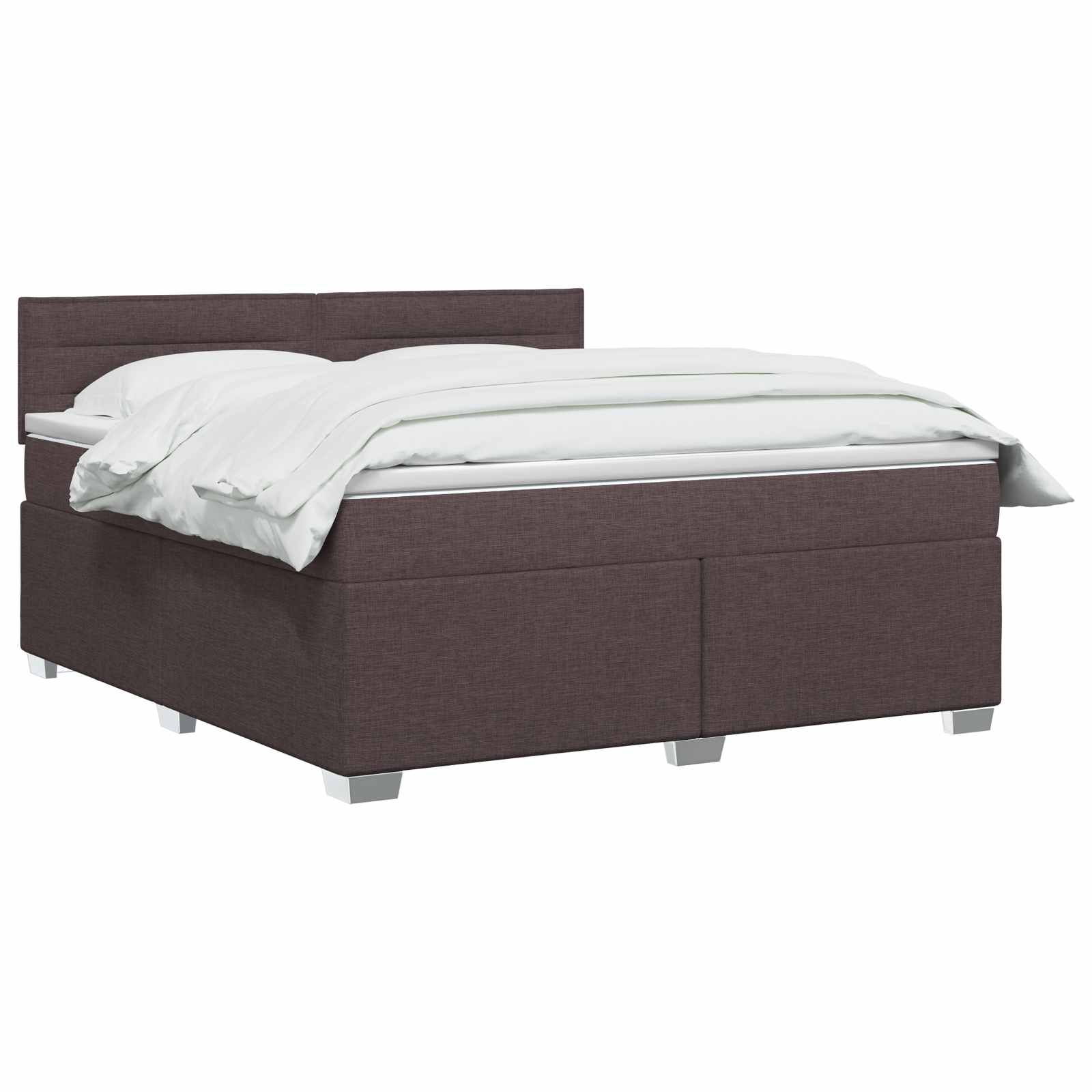 Boxspring Bed met Matras en LED Donkerbruin 140 x 190 cm Stof – afbeelding 3