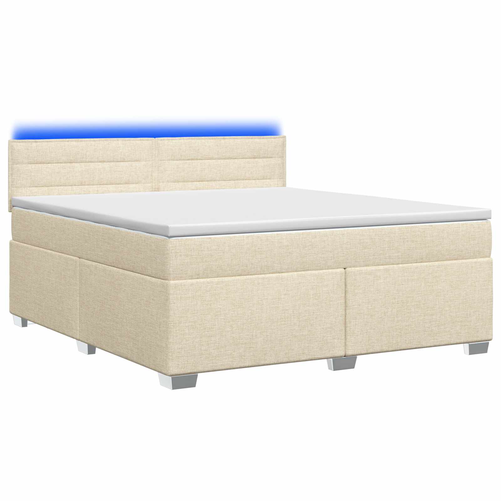 Boxspring Bed met Matras en LED Crèmekleurig 140 x 190 cm Stof