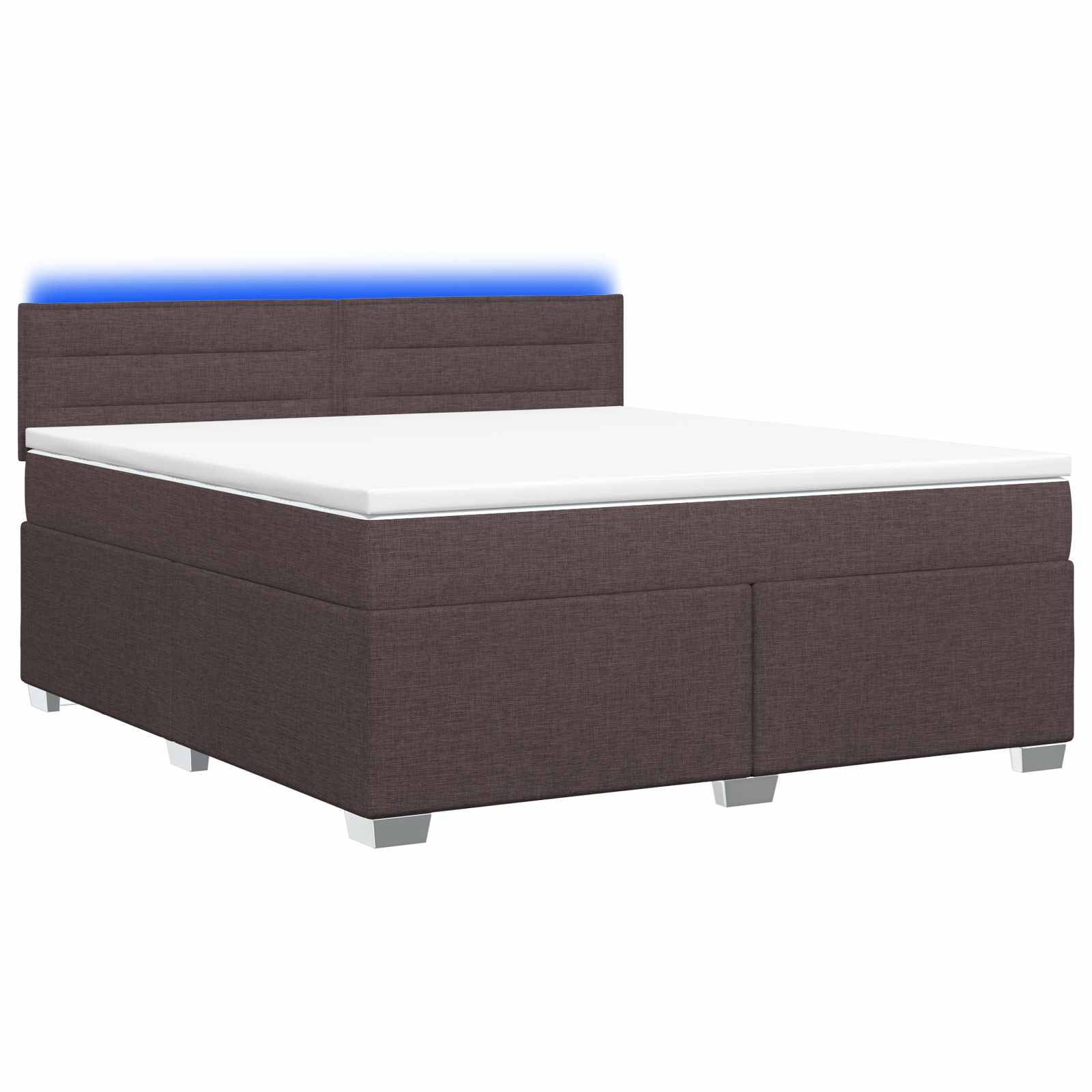 Boxspring Bed met Matras en LED Donkerbruin 140 x 200 cm Stof – afbeelding 2