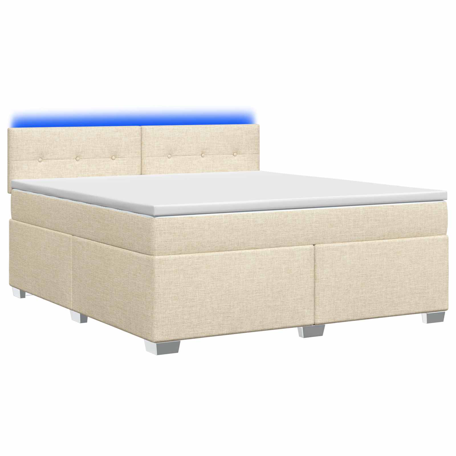 Boxspring Bed met Matras en LED Crèmekleurig 160 x 200 cm Stof – afbeelding 2