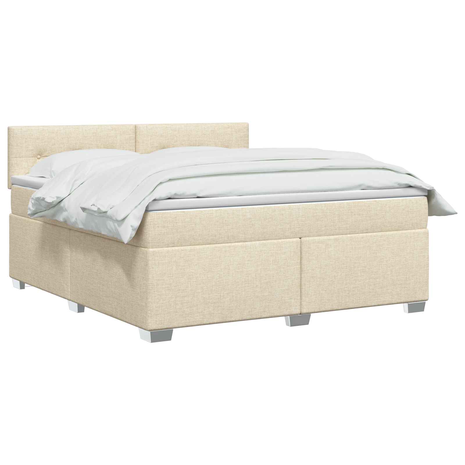 Boxspring Bed met Matras en LED Crèmekleurig 160 x 200 cm Stof – afbeelding 3