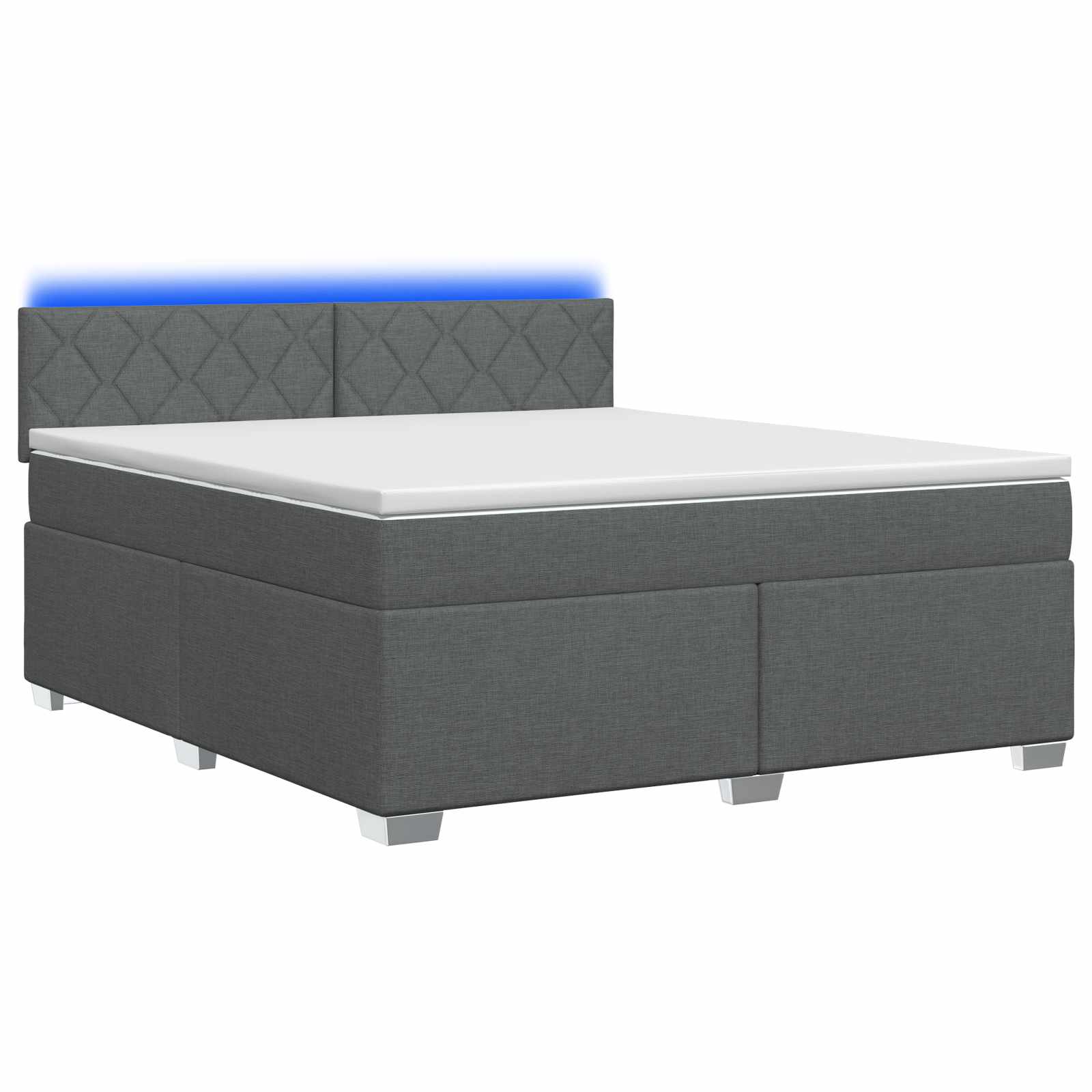 Boxspring Bed met Matras en LED Donkergrijs 160 x 200 cm Stof – afbeelding 2