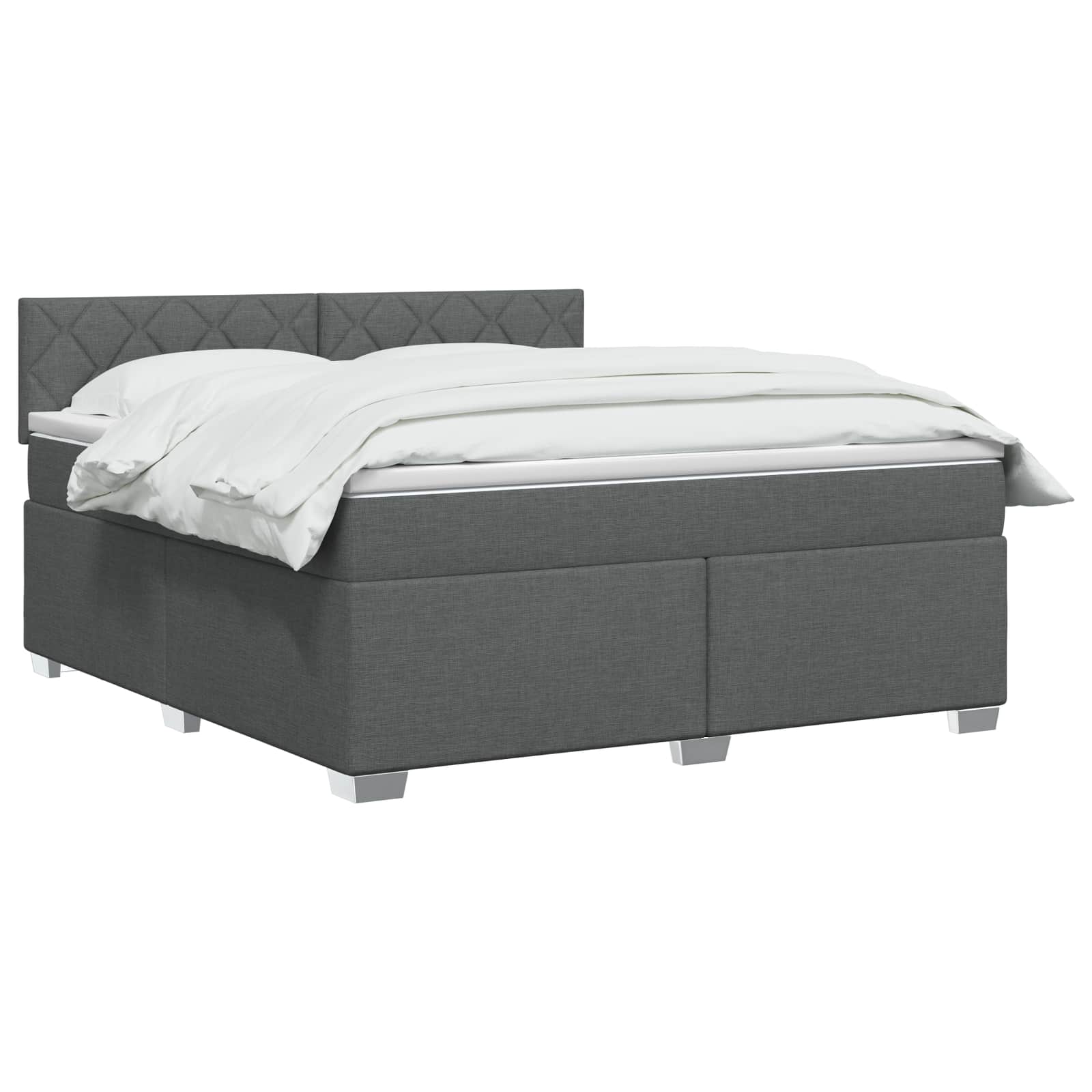 Boxspring Bed met Matras en LED Donkergrijs 160 x 200 cm Stof – afbeelding 3