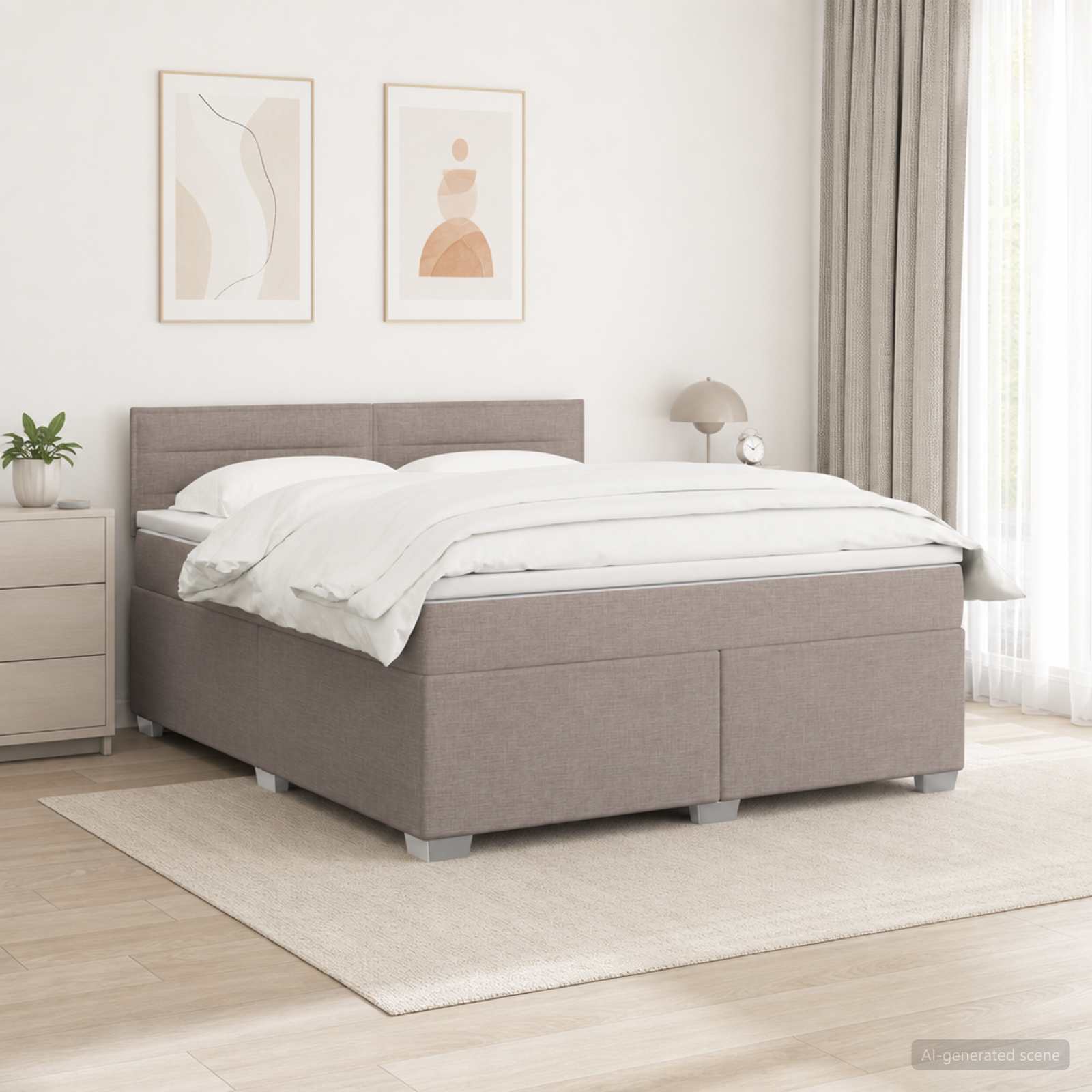 Boxspring Bed met Matras en LED Taupe 180 x 200 cm Stof