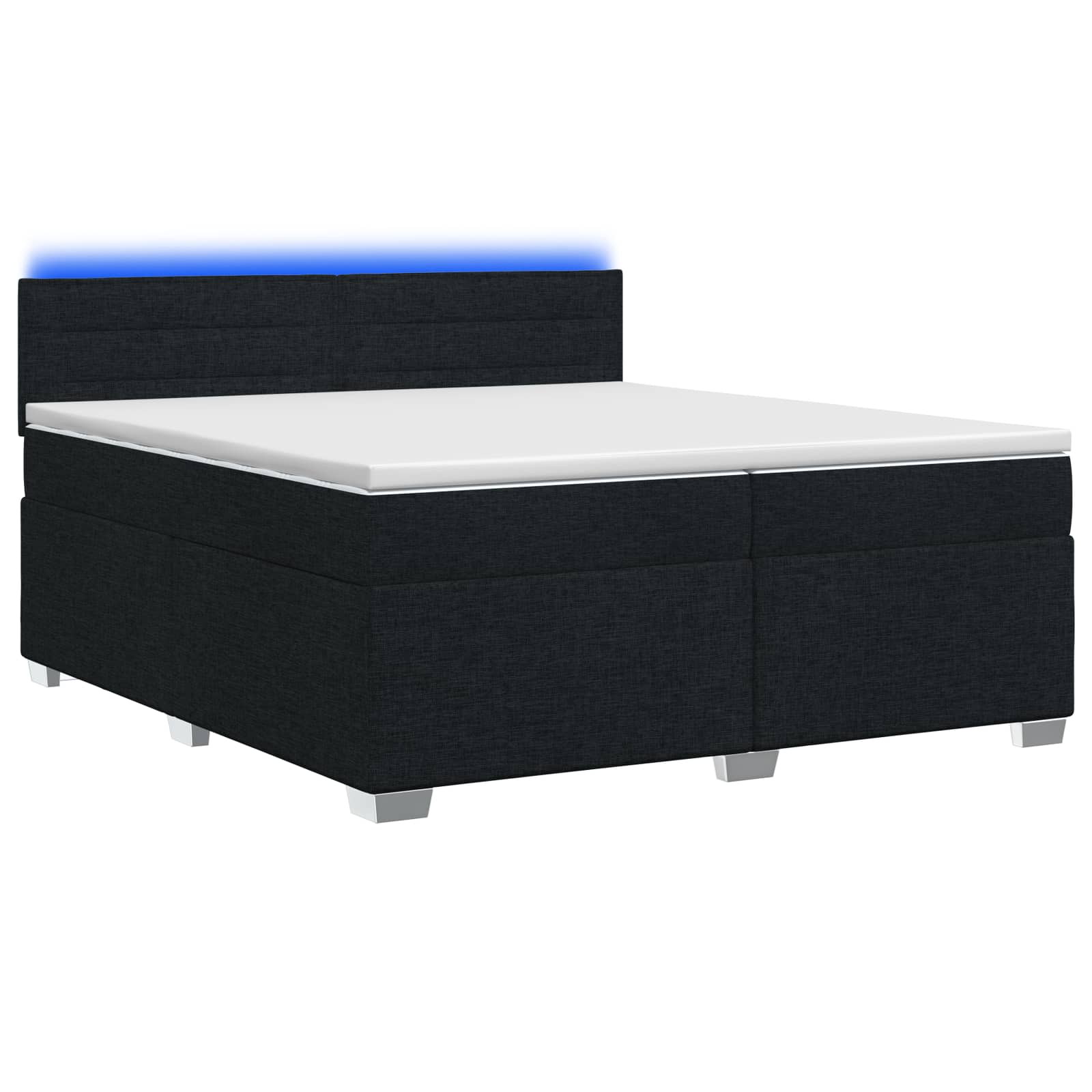 Boxspring Bed met Matras en LED Zwart 200 x 200 cm Stof – afbeelding 2