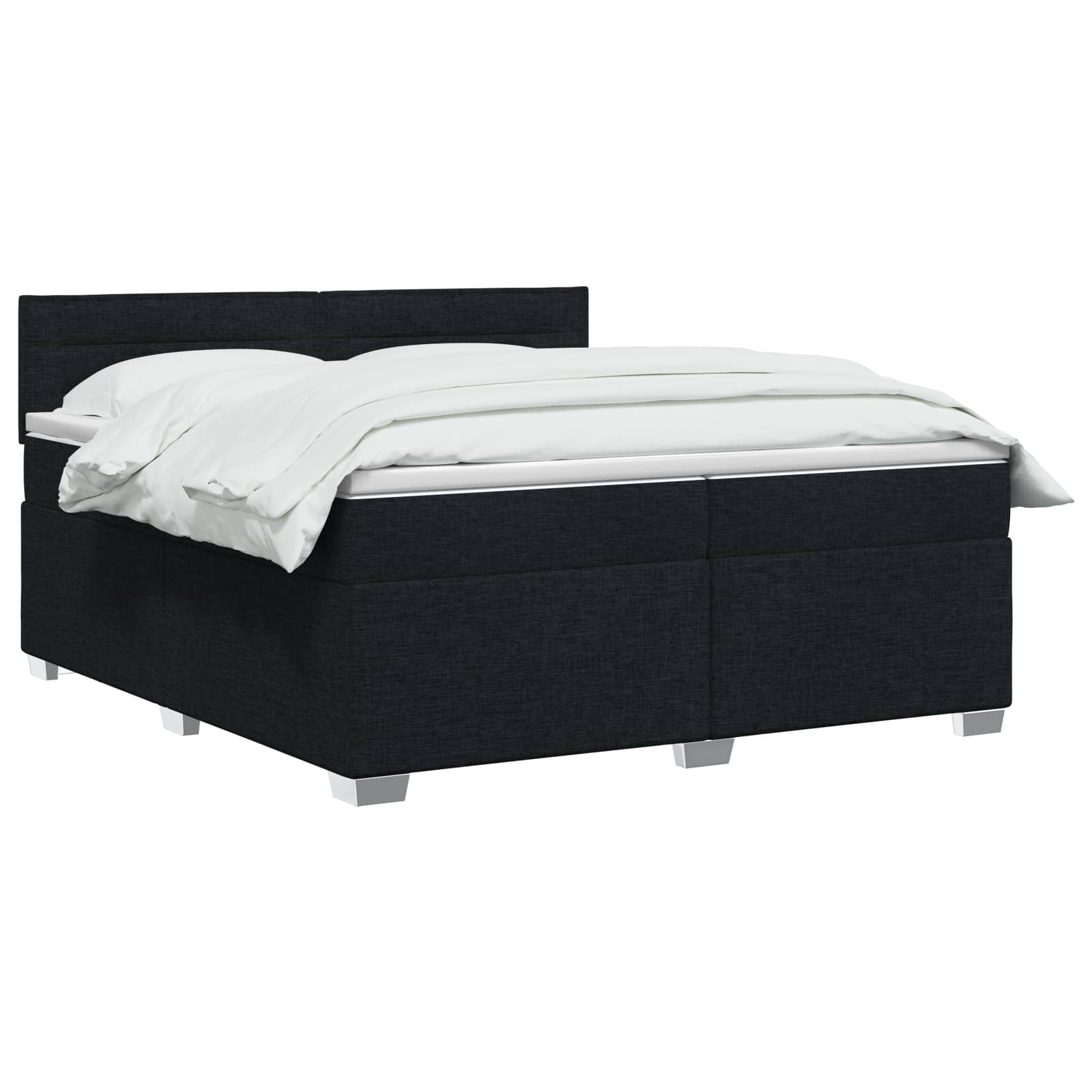Boxspring Bed met Matras en LED Zwart 200 x 200 cm Stof – afbeelding 3