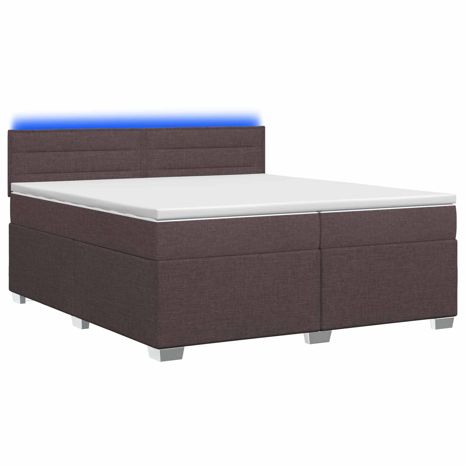 Boxspring Bed met Matras en LED Donkerbruin 200 x 200 cm Stof – afbeelding 2