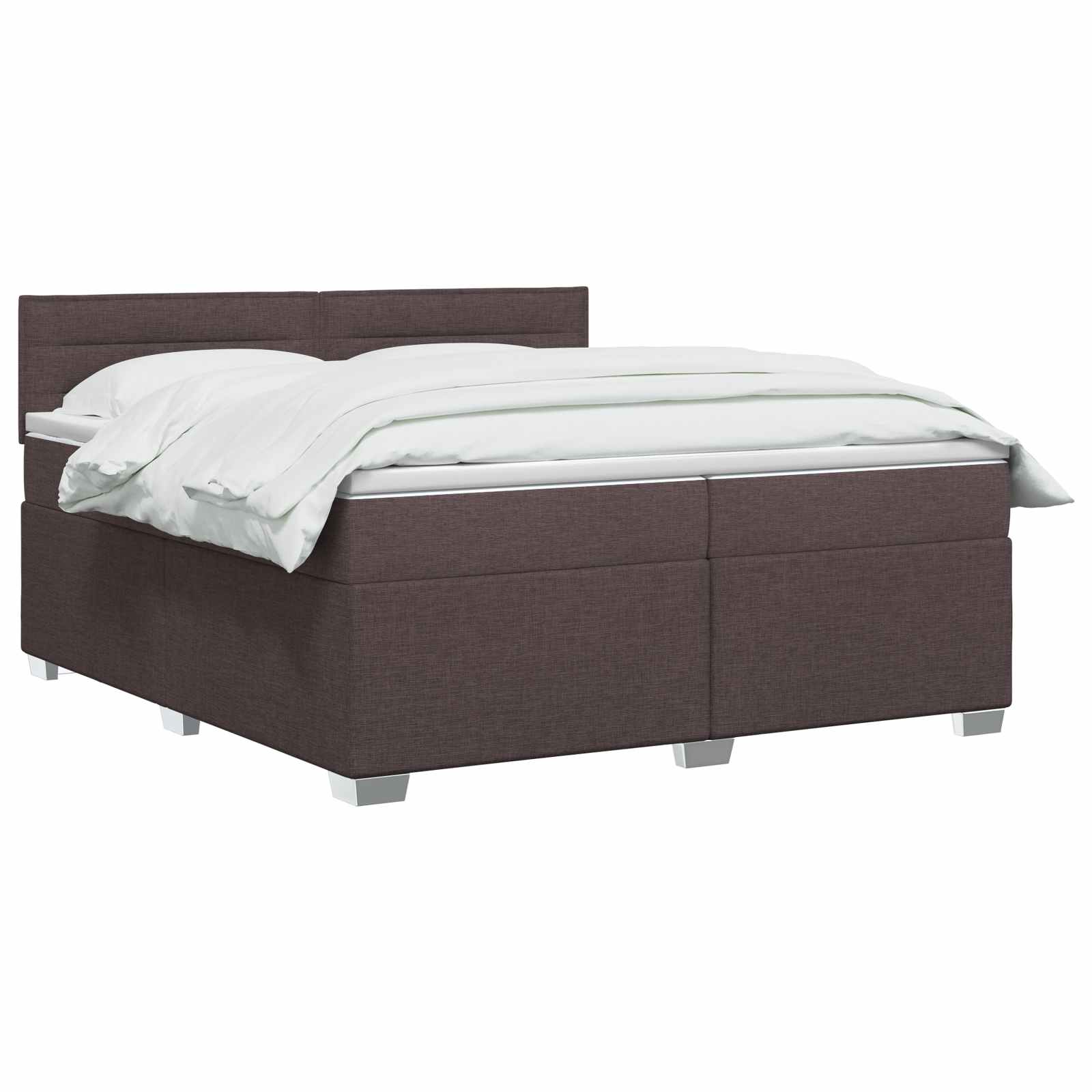 Boxspring Bed met Matras en LED Donkerbruin 200 x 200 cm Stof – afbeelding 3